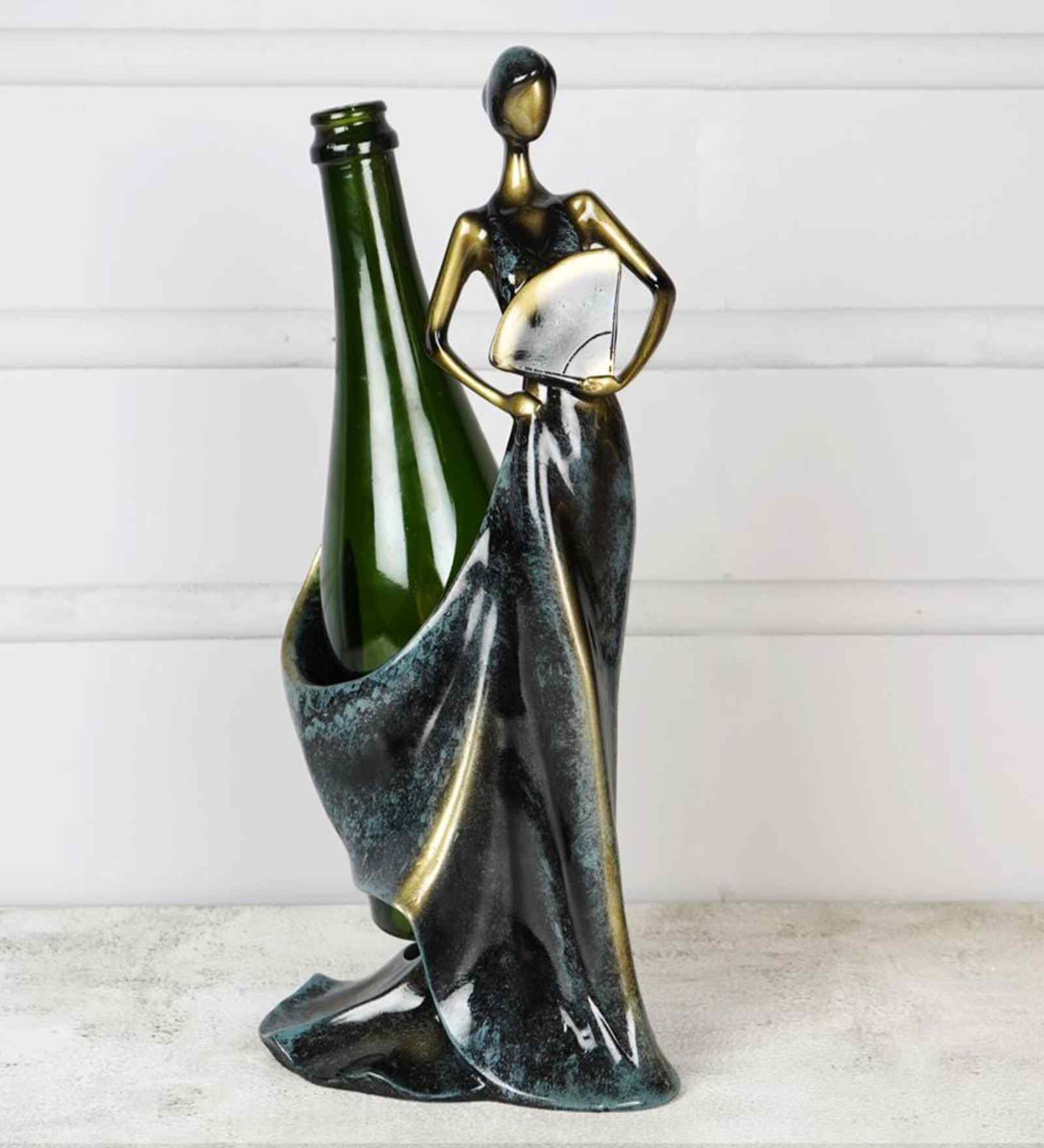 Belle Femme Antique Metal Wine Bottle Holder (Bronze)