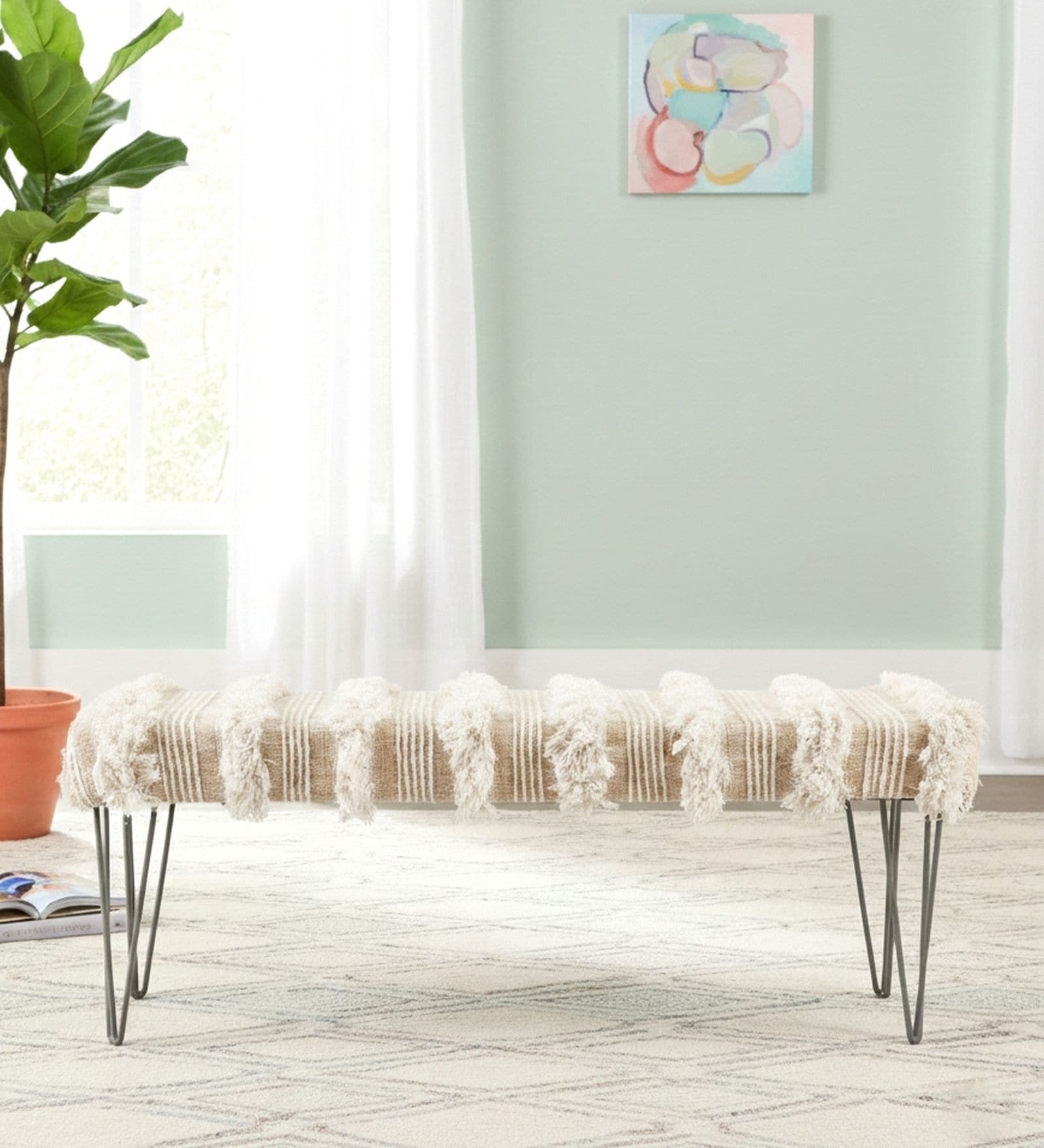 Belmont 3 Seater Bench In Beige Colour