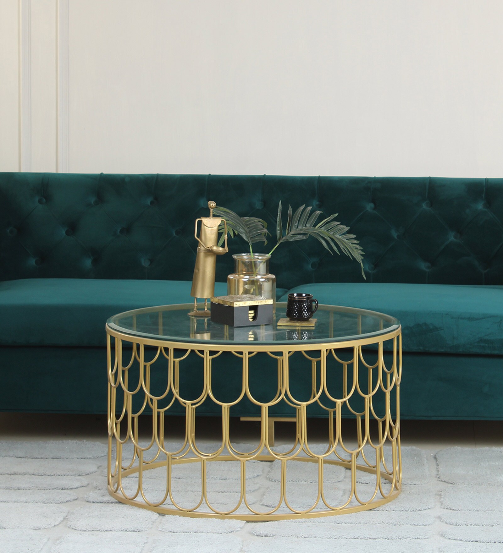 Belmont Large Glass Top Coffee Table In Golden Finish