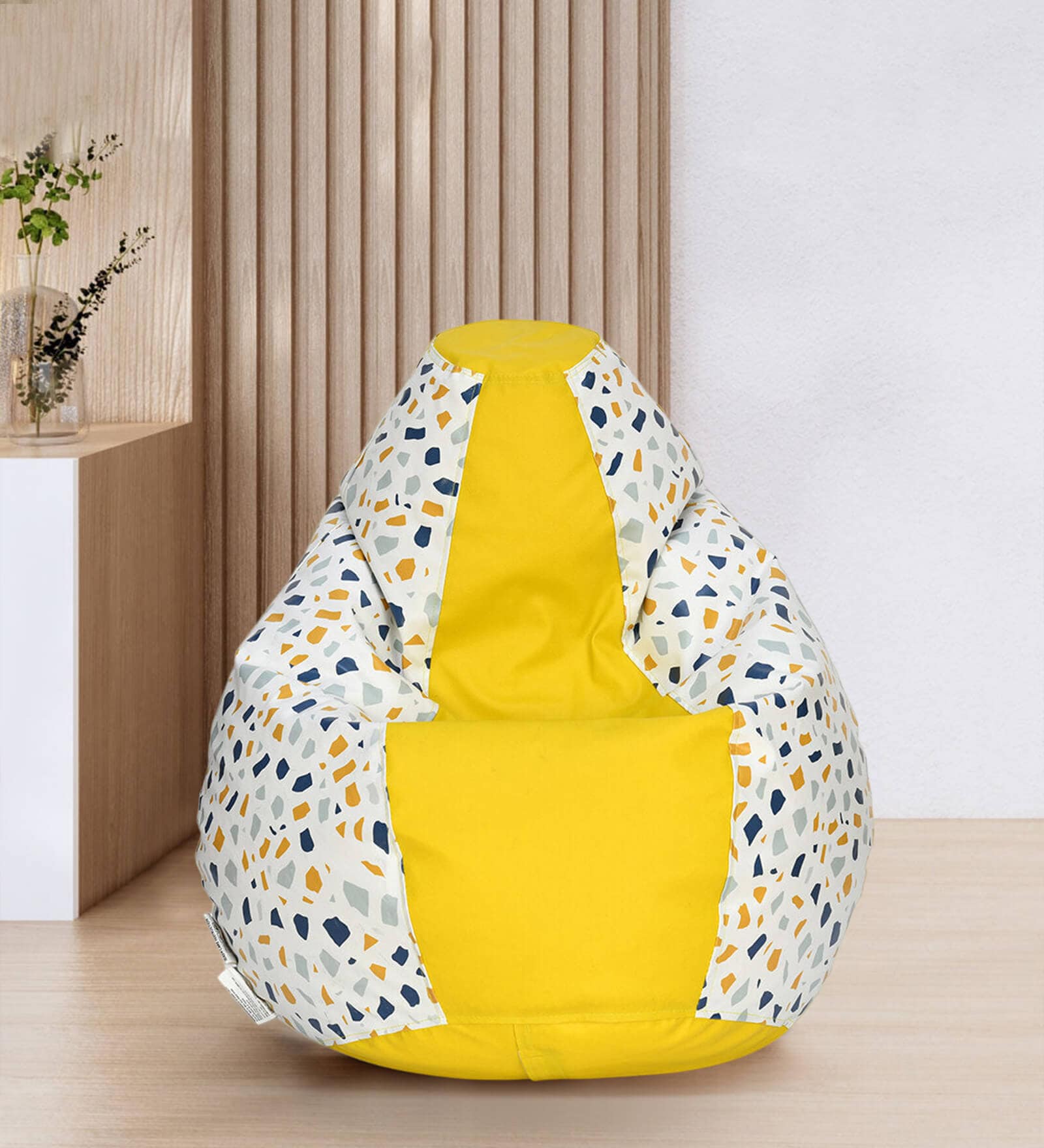 Ben Leatherette Bean Bag With Beans In Yellow Finish
