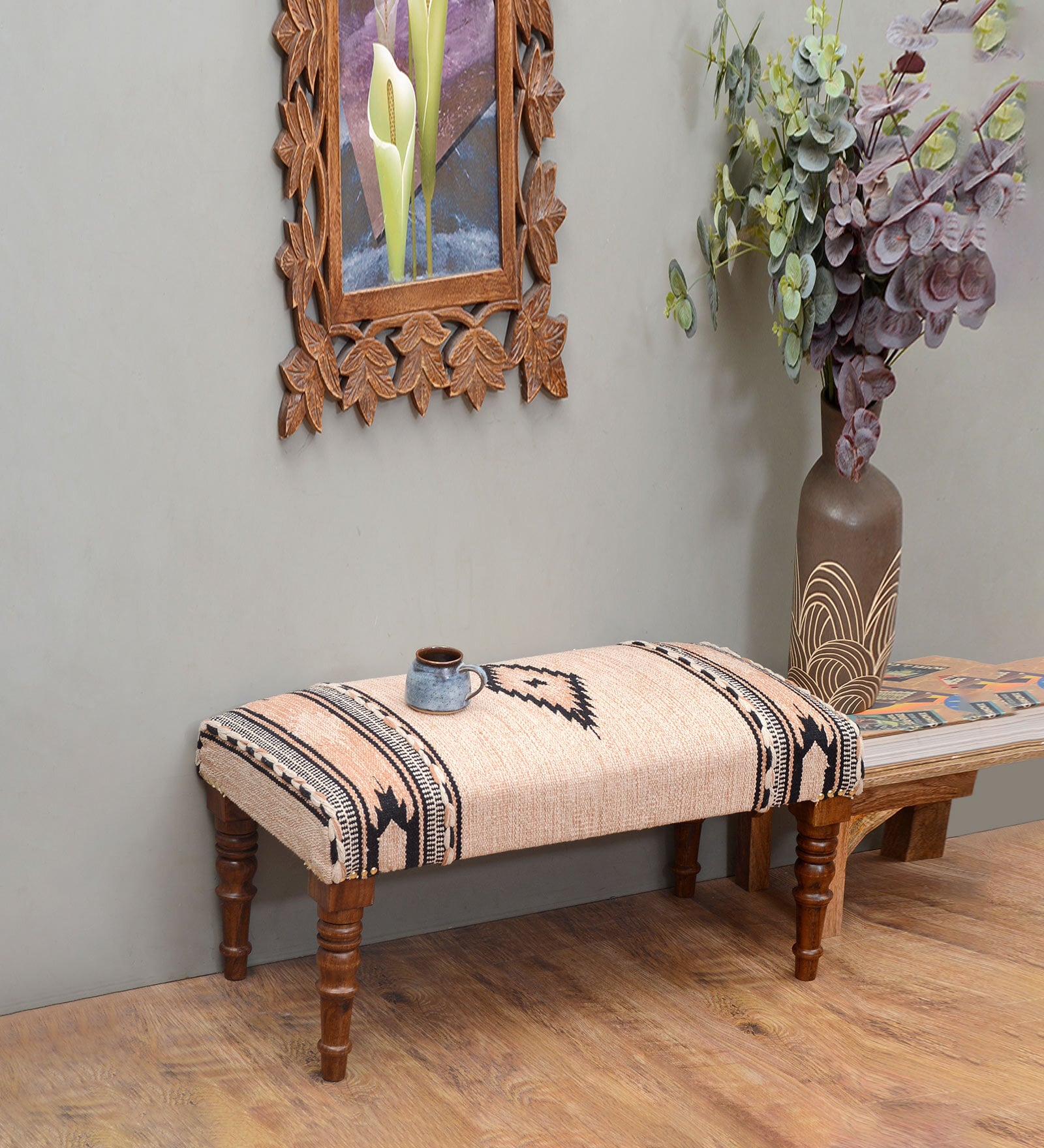 Bench Solid Wood Bench in Beige Colour