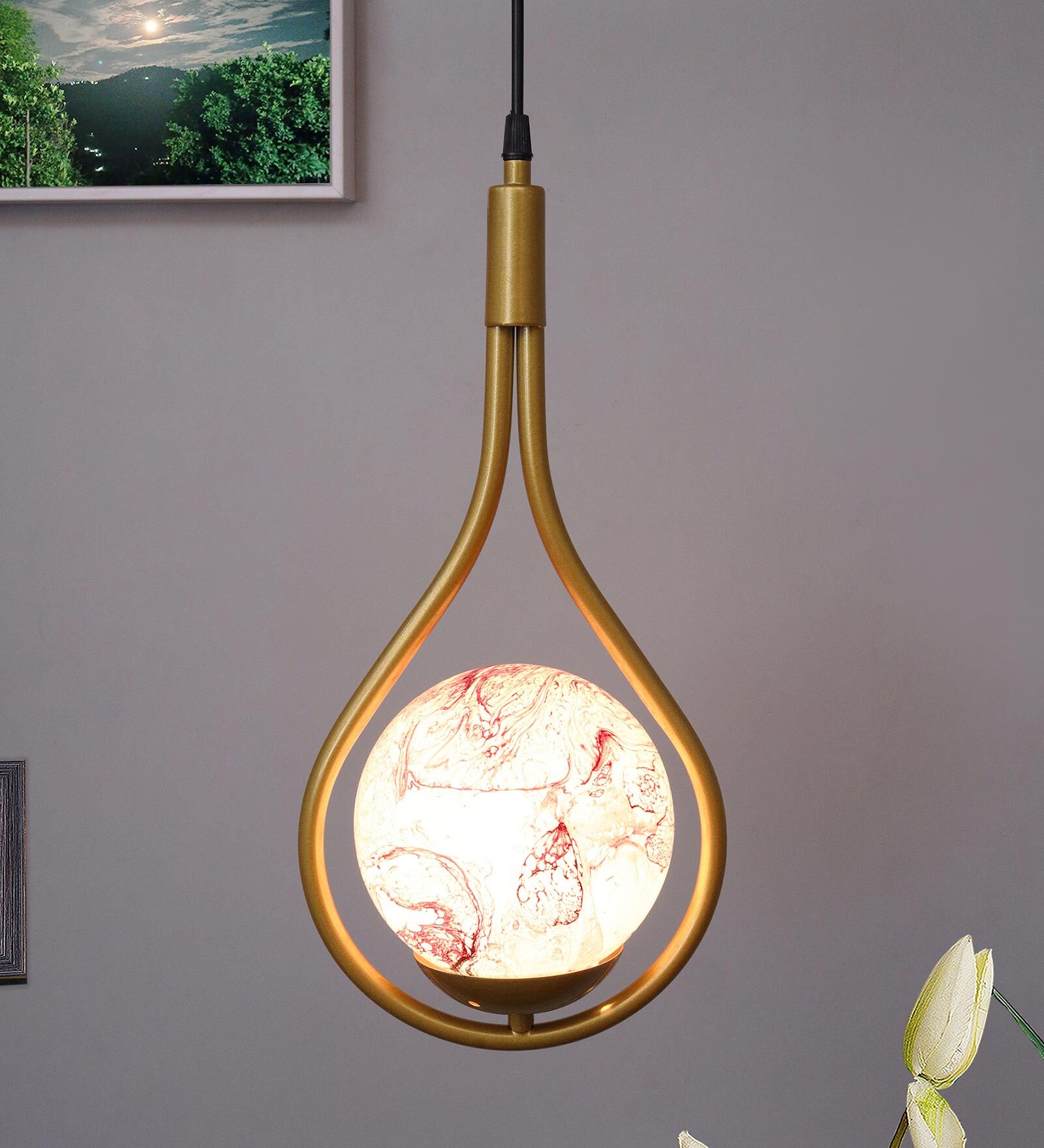 Bendigo Red Metal Hanging Light