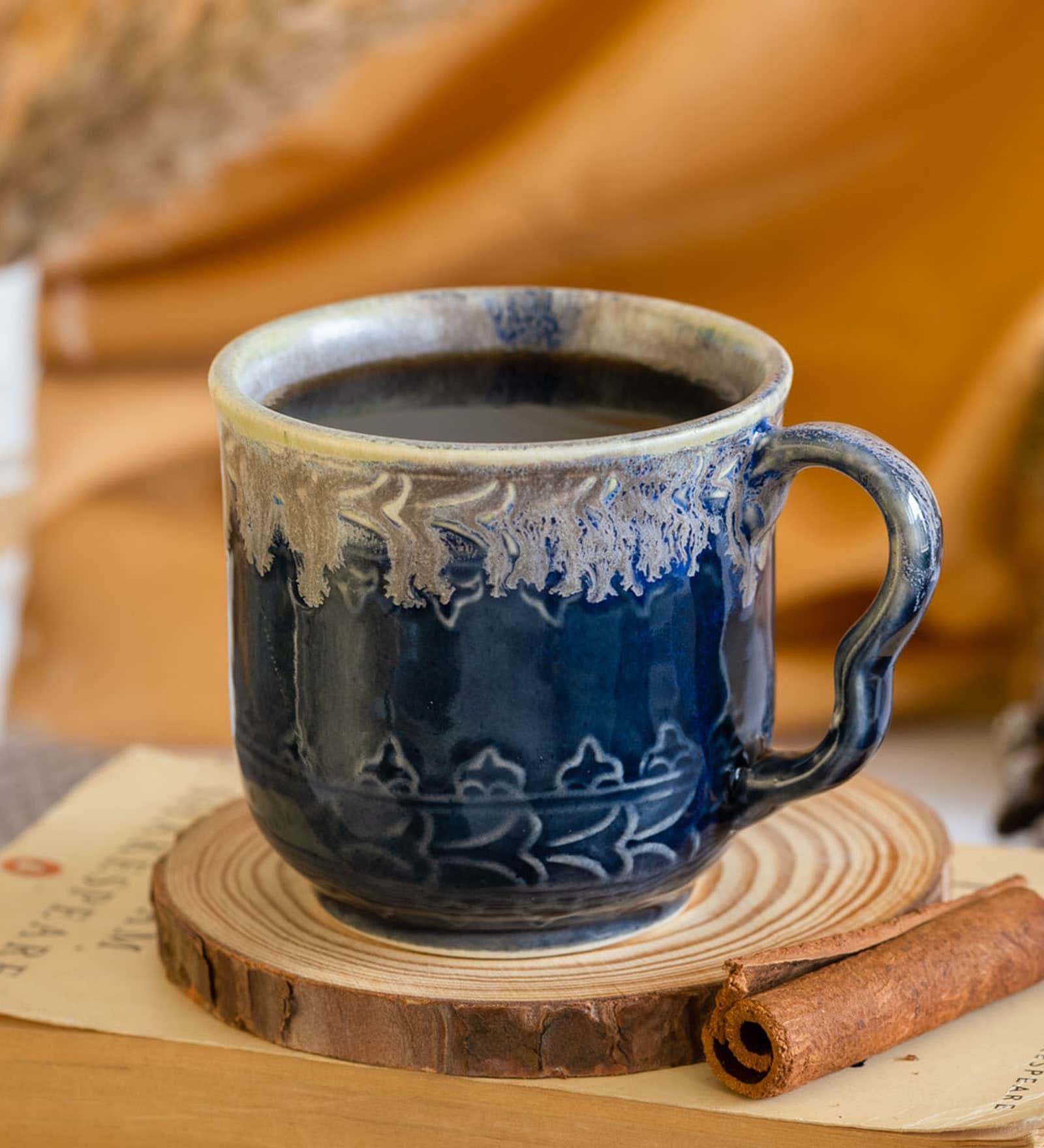 Bending 220ml Blue Ceramic (Set of 2) Tea Cup