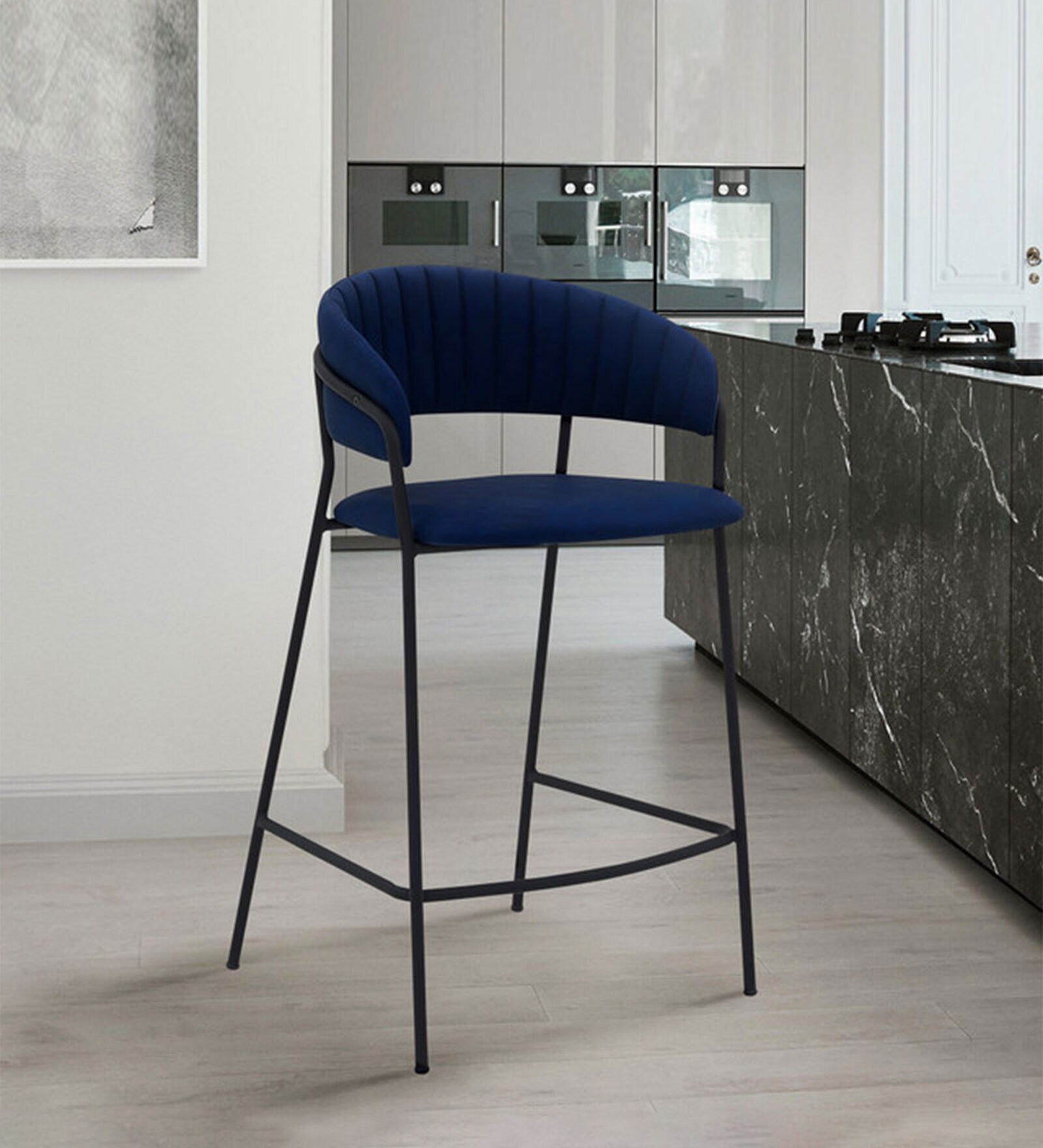 Buy Benj Bar Stool in Blue Colour by Tribe Wood Online Contemporary