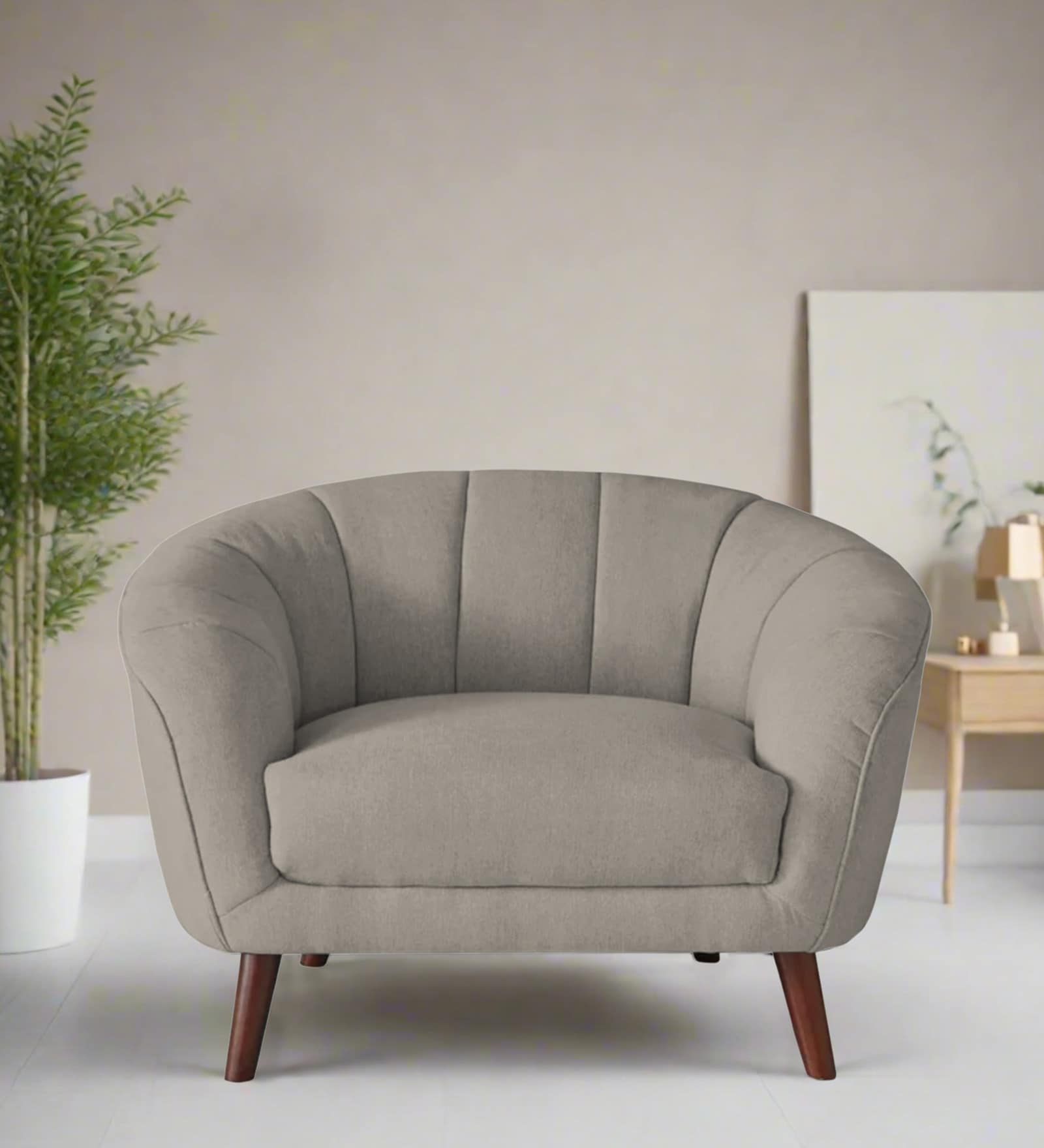 Benjamin Fabric 1 Seater Sofa in Lit Grey Colour