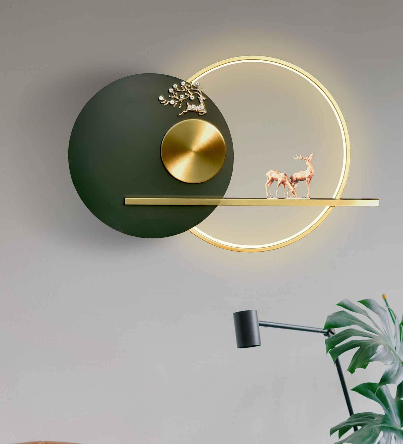 Benouville 32 Watt Metal Novelty LED Wall Light (Green & Gold)