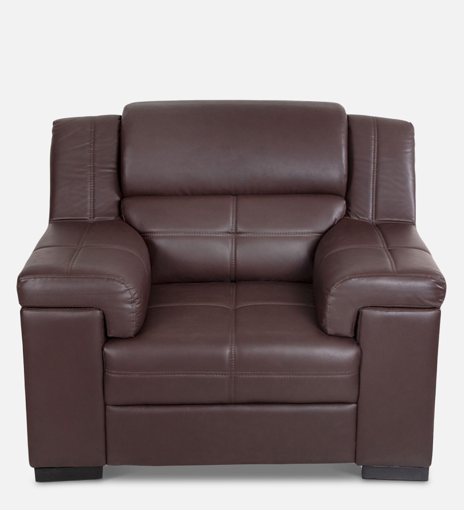 Buy Benson Leatherette 1 Seater Sofa In Dark Brown Colour Online Contemporary 1 Seater Sofas