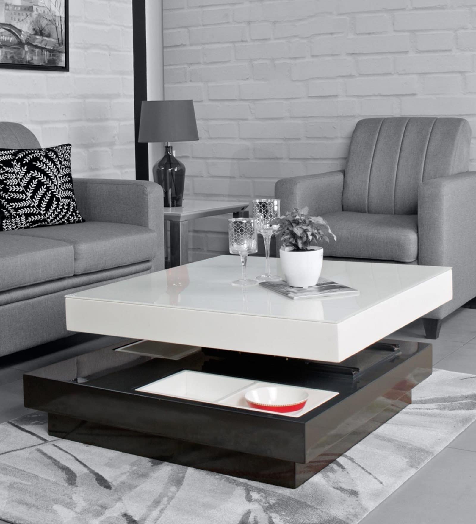 Buy Bentley Coffee Table in White & Brown Colour by Home Centre Online ...