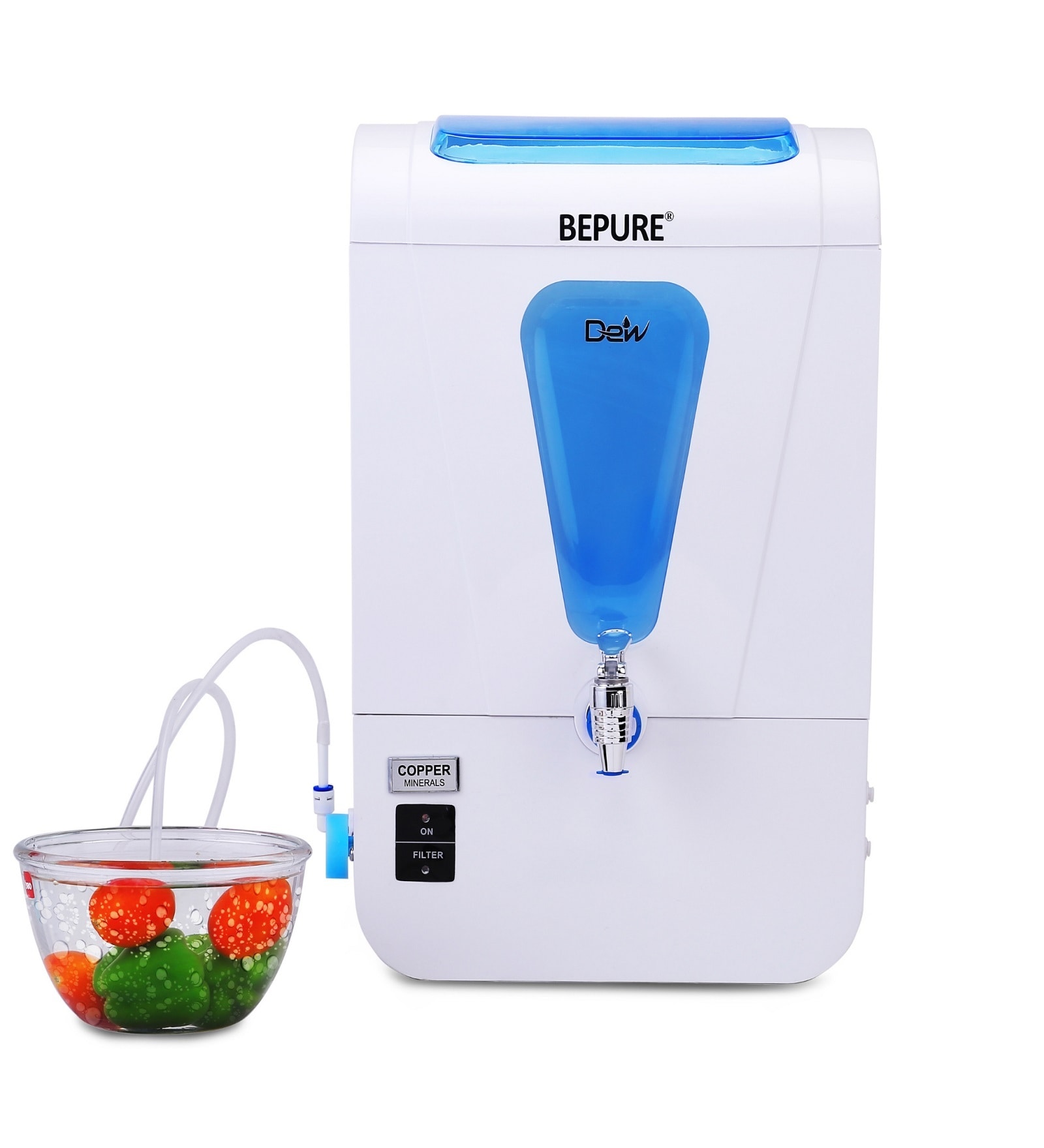 Bepure Dew 10L RO+UV+UF+TDS Copper Alkaline Water Purifier (White & Blue)