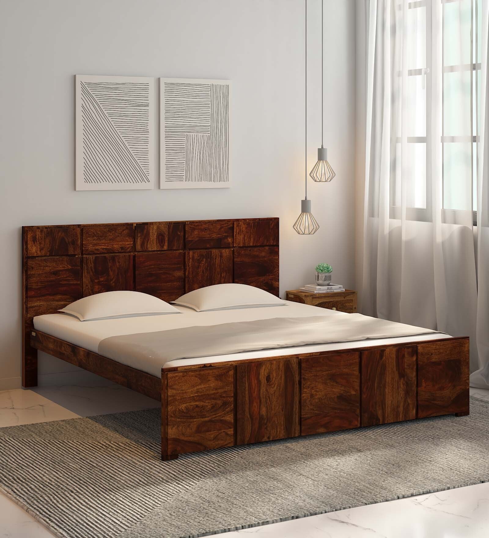 Bergen Sheesham Wood King Size Bed In Provincial Teak Finish
