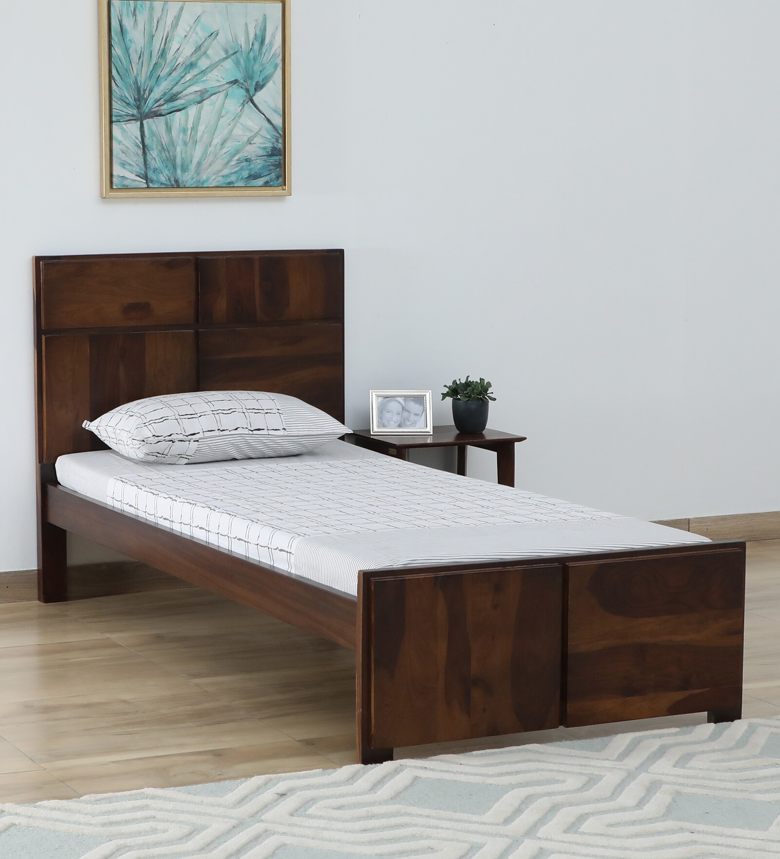 Bergen Sheesham Wood Single Bed In Provincial Teak Finish