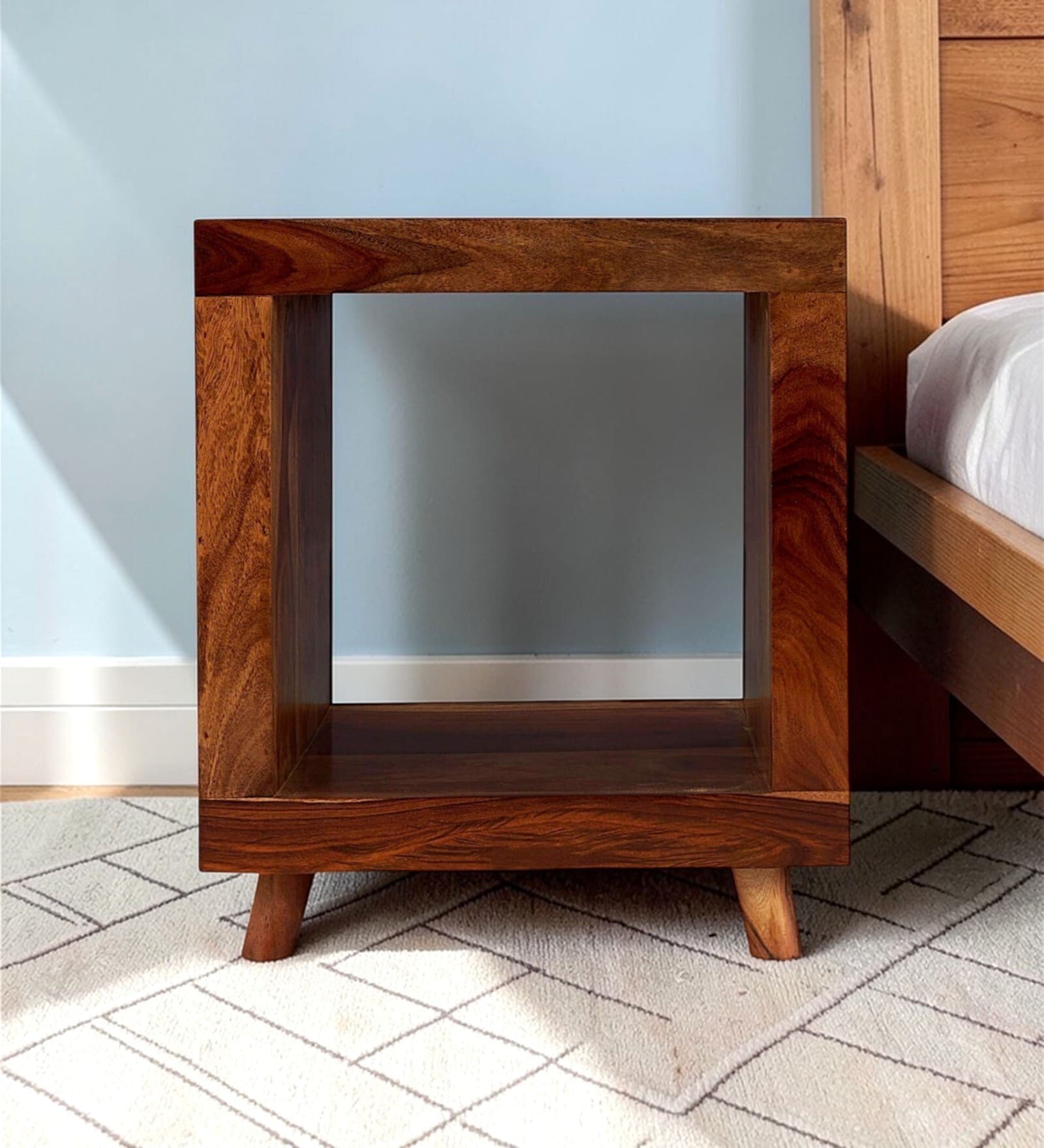 Berlin Bedside Table In Natural Teak Finish
