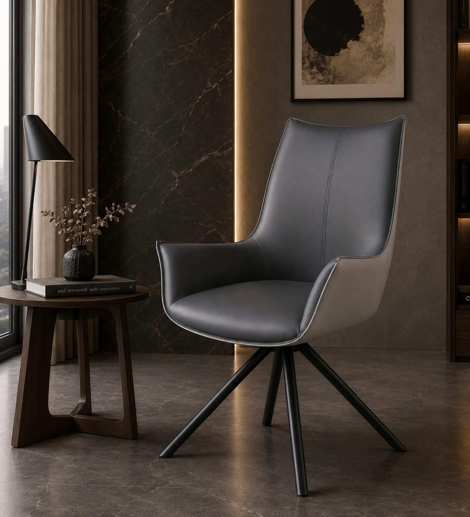 Berlin Leather Chair In Charcoal Grey Colour Berlin Leather Chair In Charcoal Grey Colour