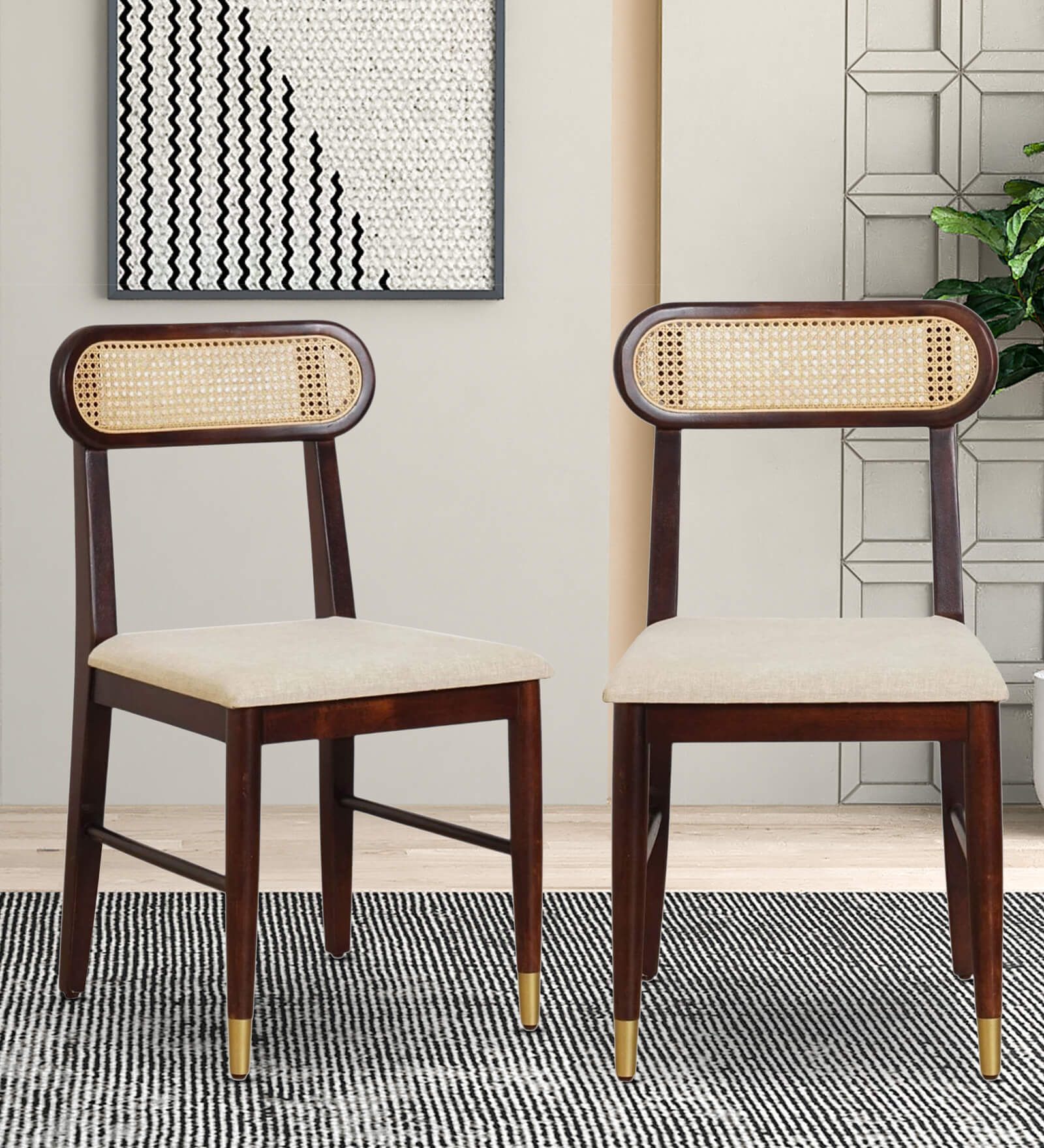 Berlin Solid Wood Dining Chair In Walnut Finish Set Of 2