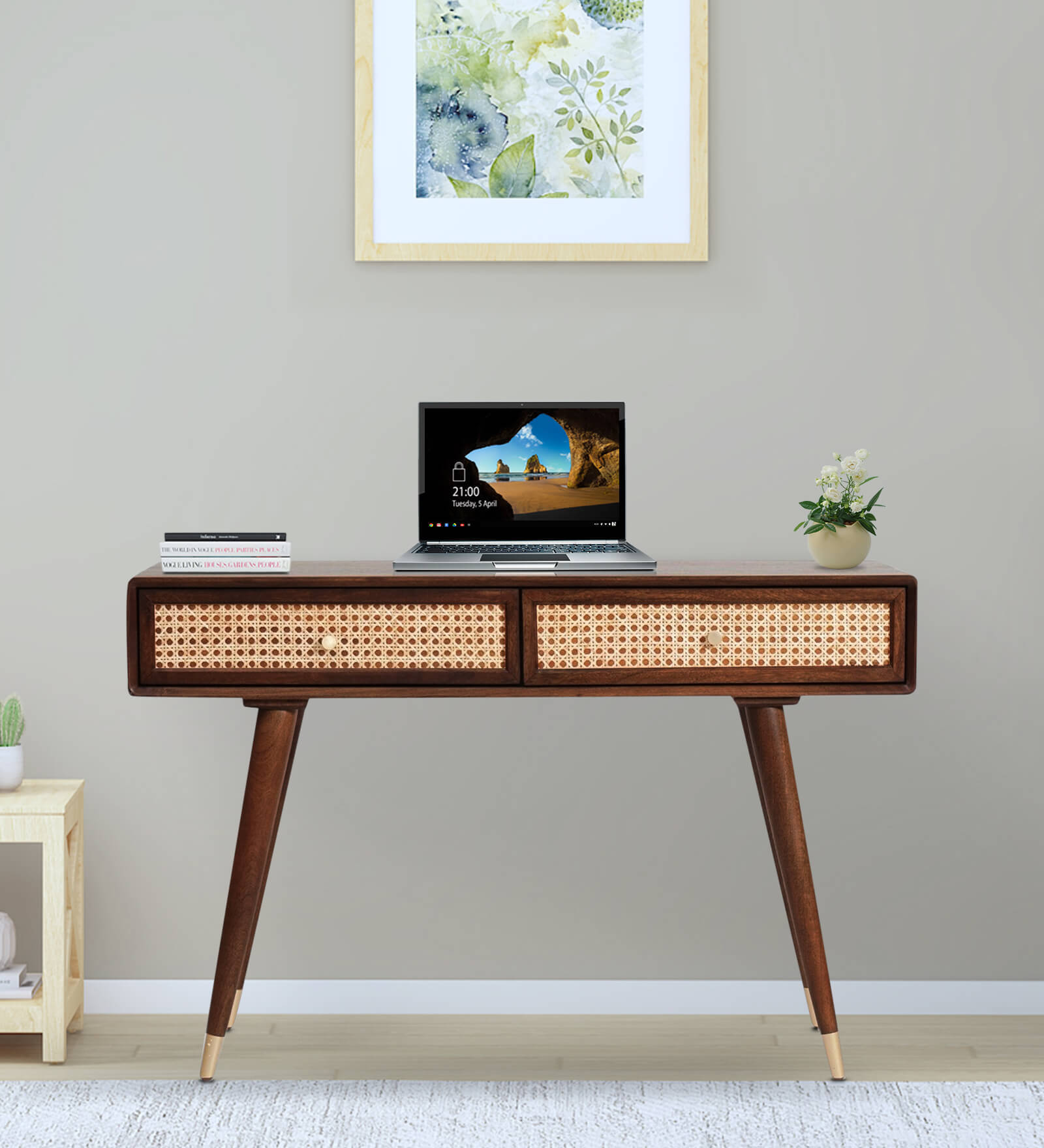 Berlin Solid Wood Study Table In Walnut Finish