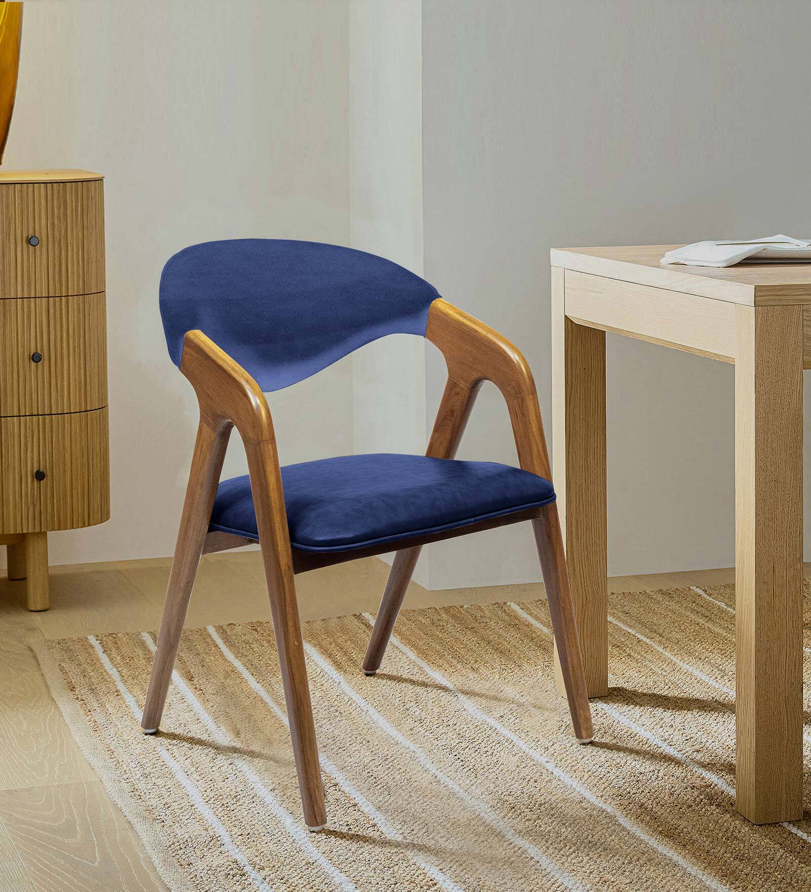 Berlin Upholstered Dining Chair In Dark Blue Colour (Set of 2)