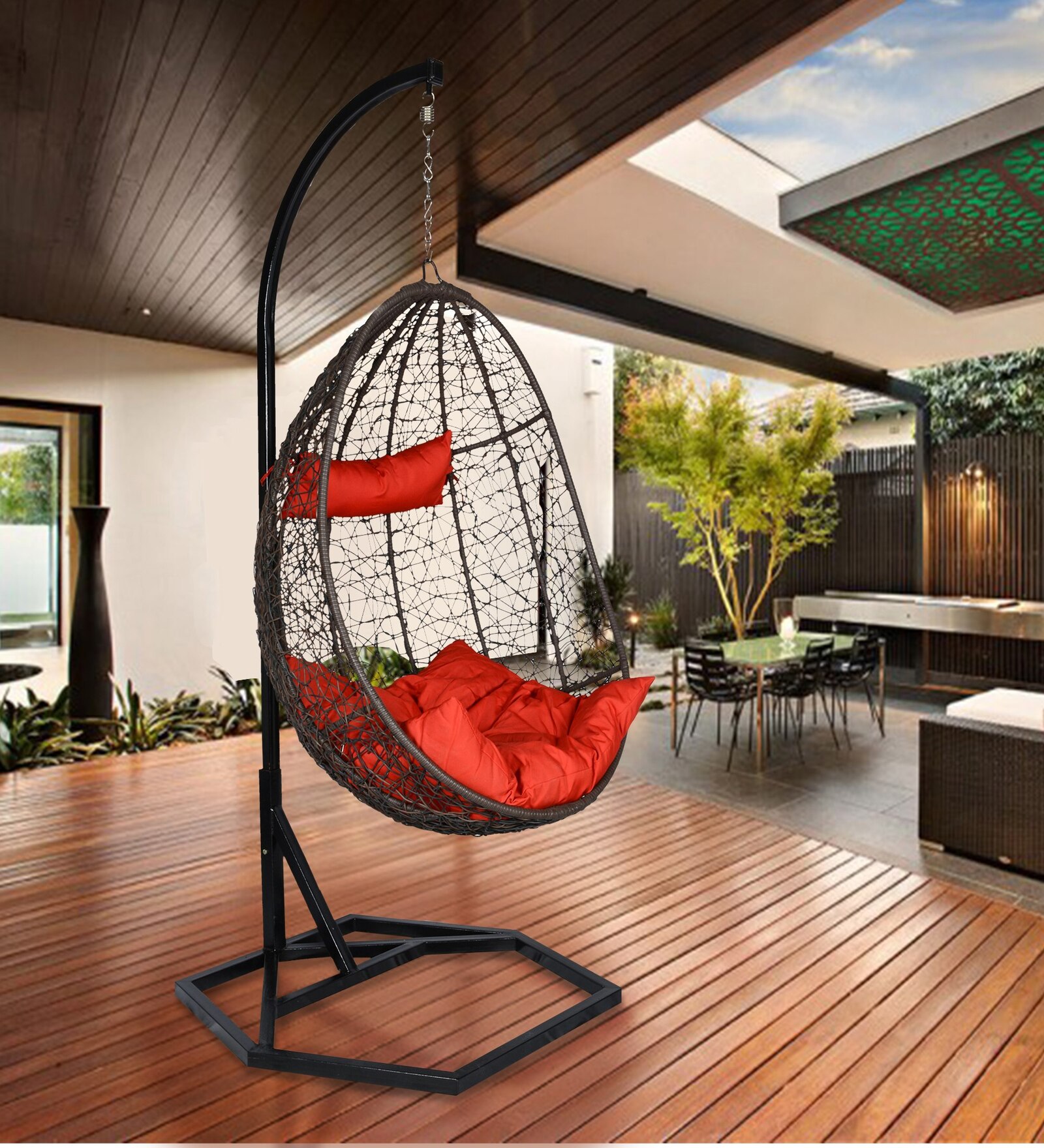 Bern Wicker Swing In Black Finish