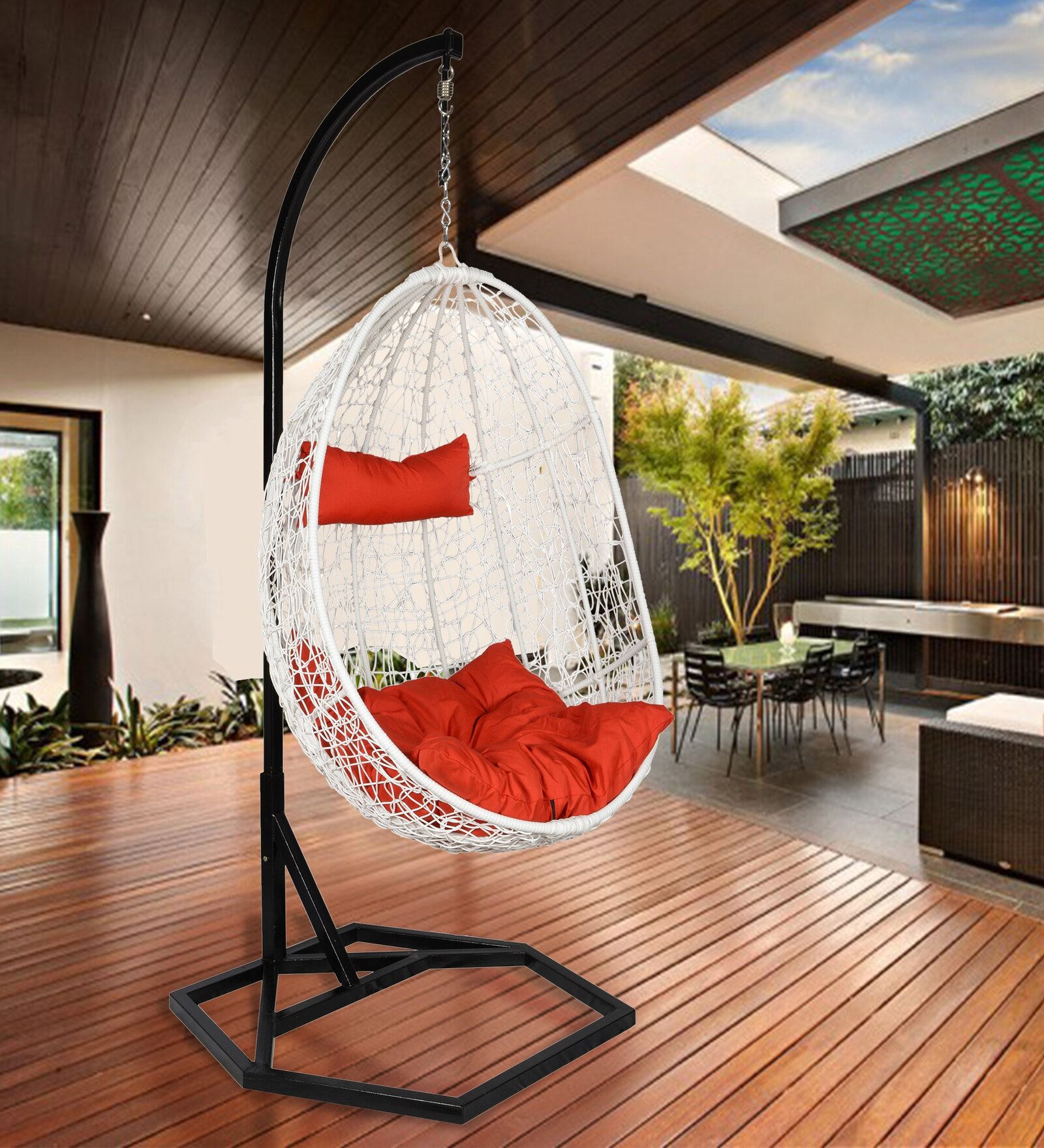 Bern Wicker Swing In White Finish
