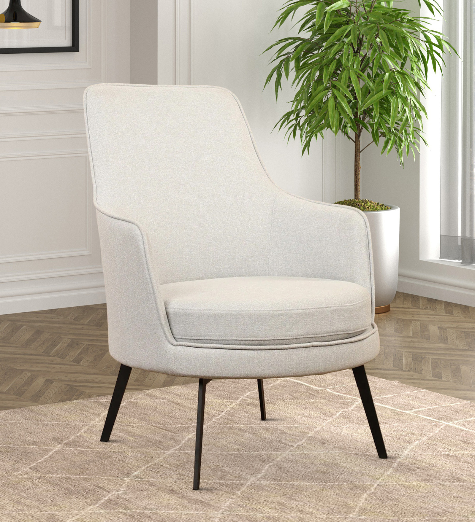 Bertita Fabric High Back Lounge Chair In Grey Colour