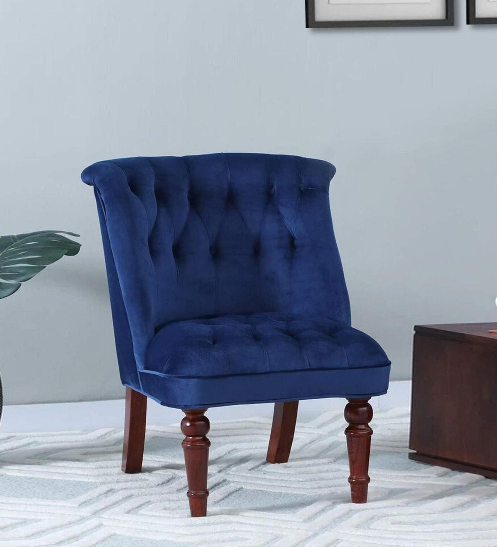 Buy Bethel Velvet Slipper Chair In Ink Blue Colour at 12 OFF by