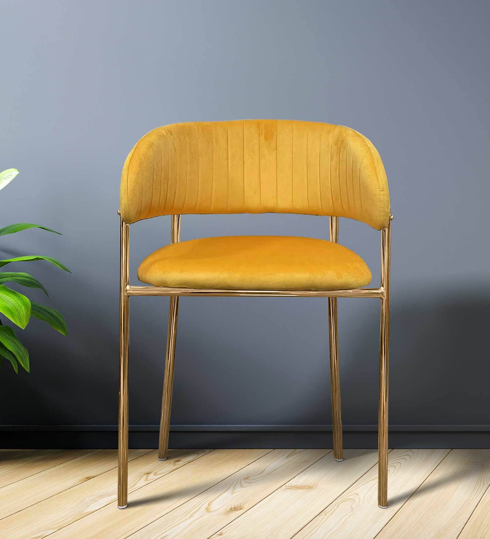 Betsy Fabric Lounge Chair in Yellow Colour