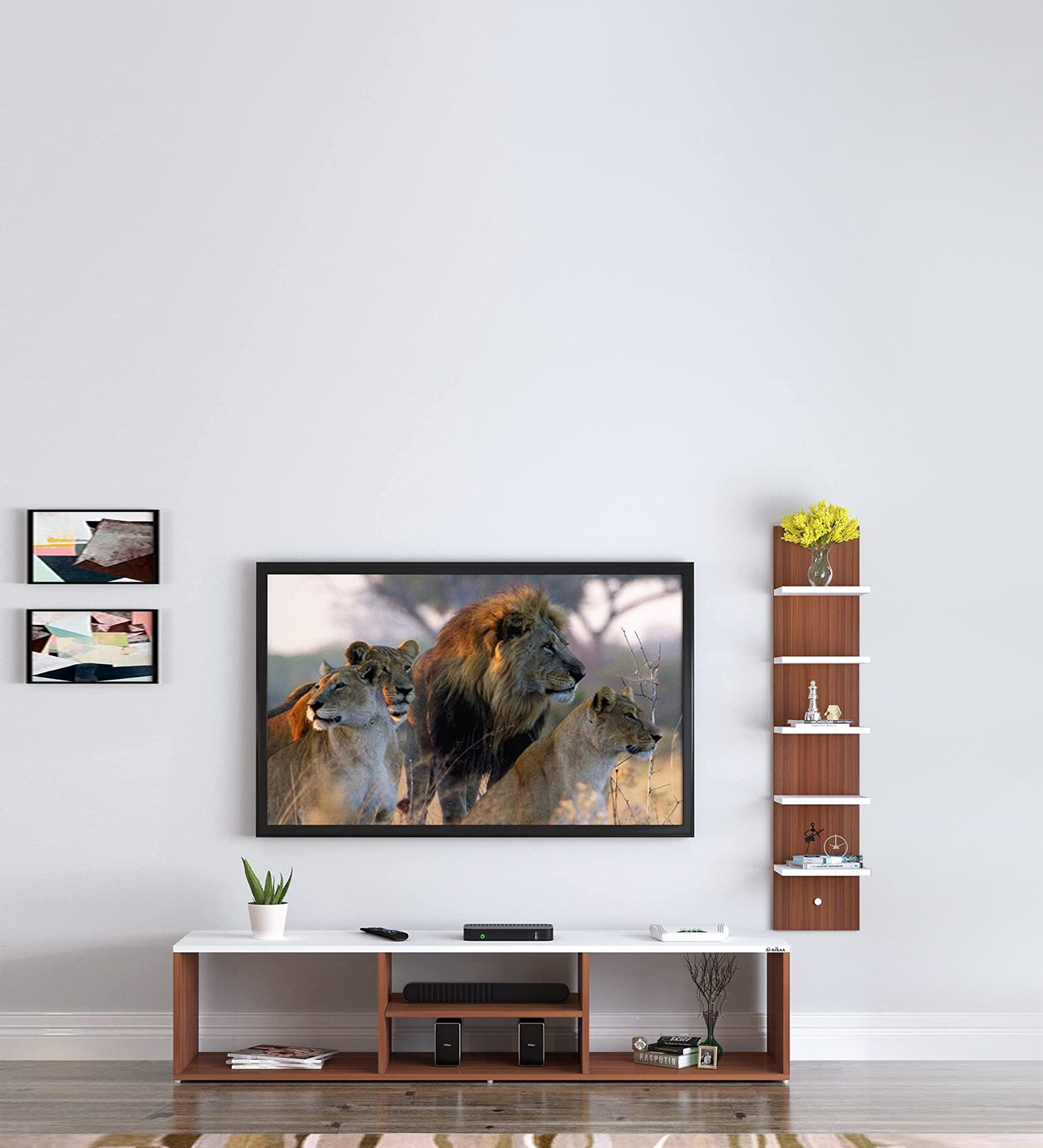 Betty TV Unit in Walnut White Finish for TVs up to 60"