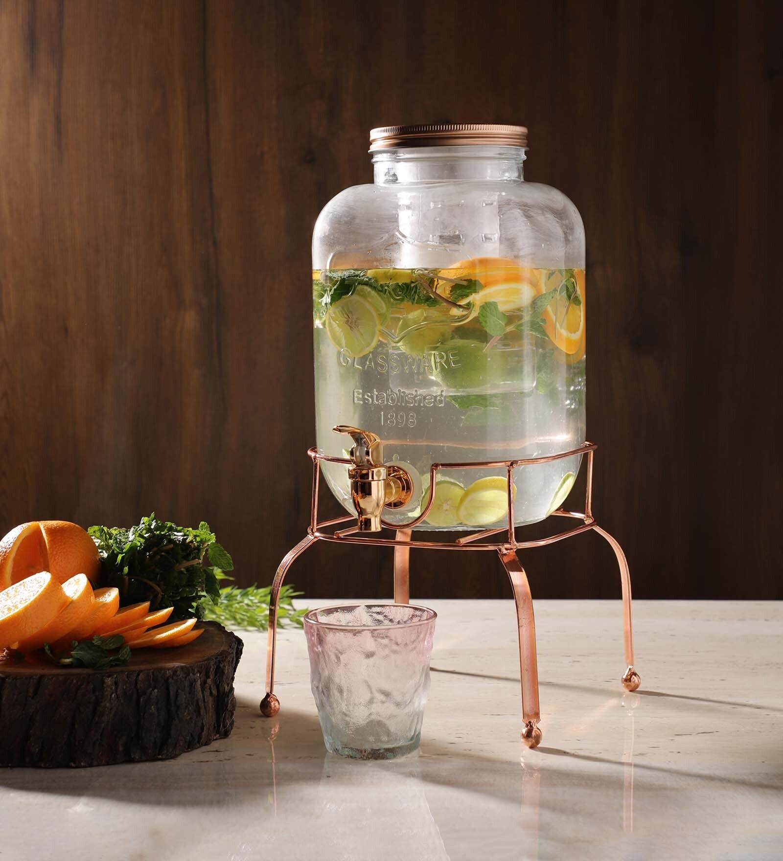 Beverage 5 Ltrs Glass Tap Water Dispenser with Stand