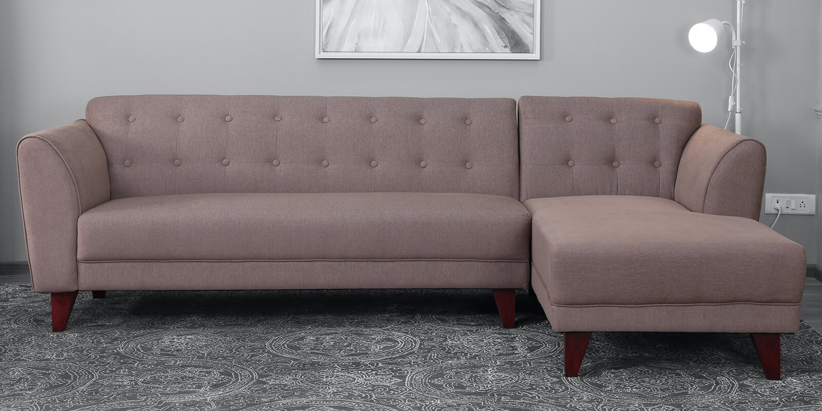 Buy Belem 3 Seater LHS Sectional Sofa in Sandy Brown Colour CasaCraft By Pepperfry Online