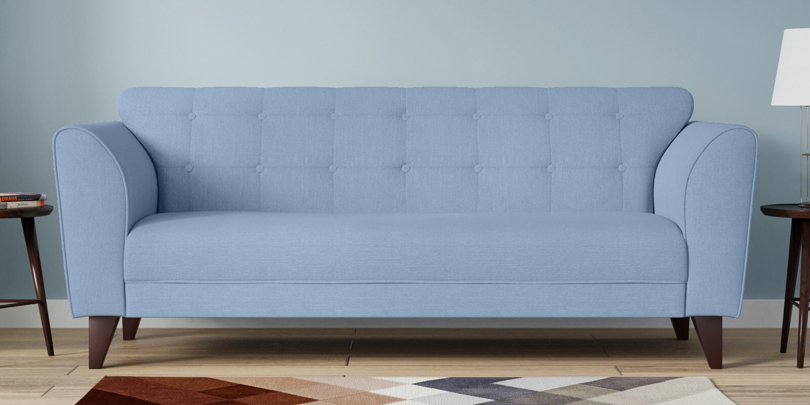 Buy Belem 3 Seater Sofa in Ice Blue Colour CasaCraft By Pepperfry
