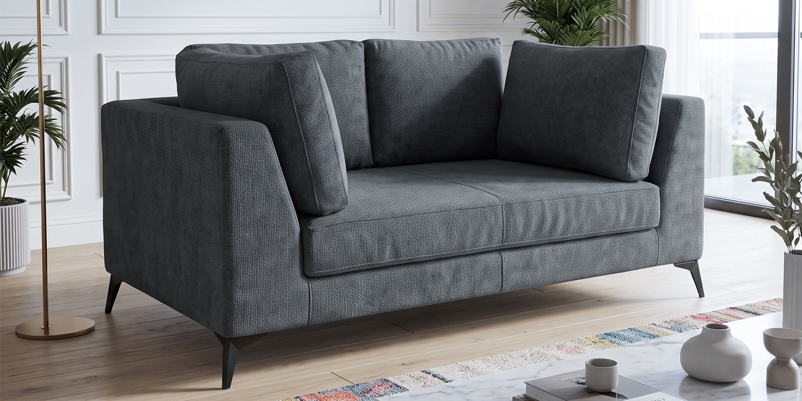 Belita Velvet 2 Seater Sofa In Pebble Grey Colour