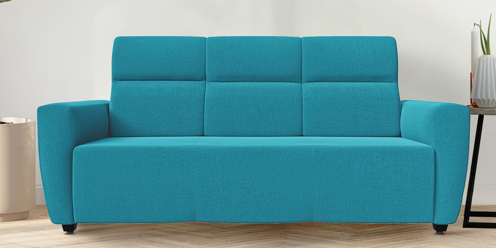 Buy Belize Fabric 3 Seater Sofa In Malibu Green Colour at 15 OFF by