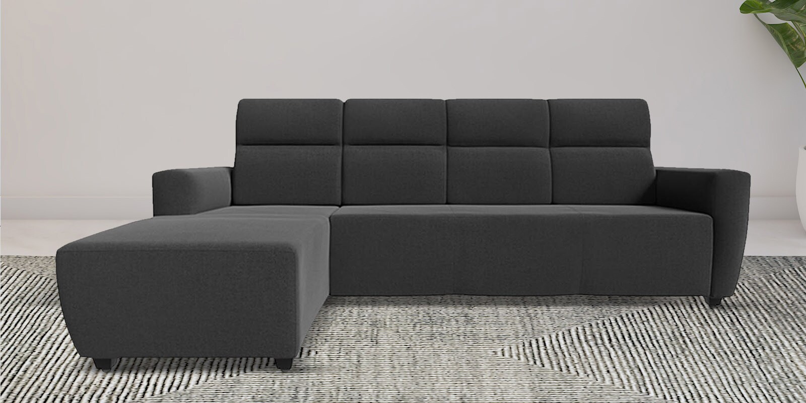 Buy Belize Fabric 5 Seater RHS Sectional Sofa In Charcoal Grey Colour