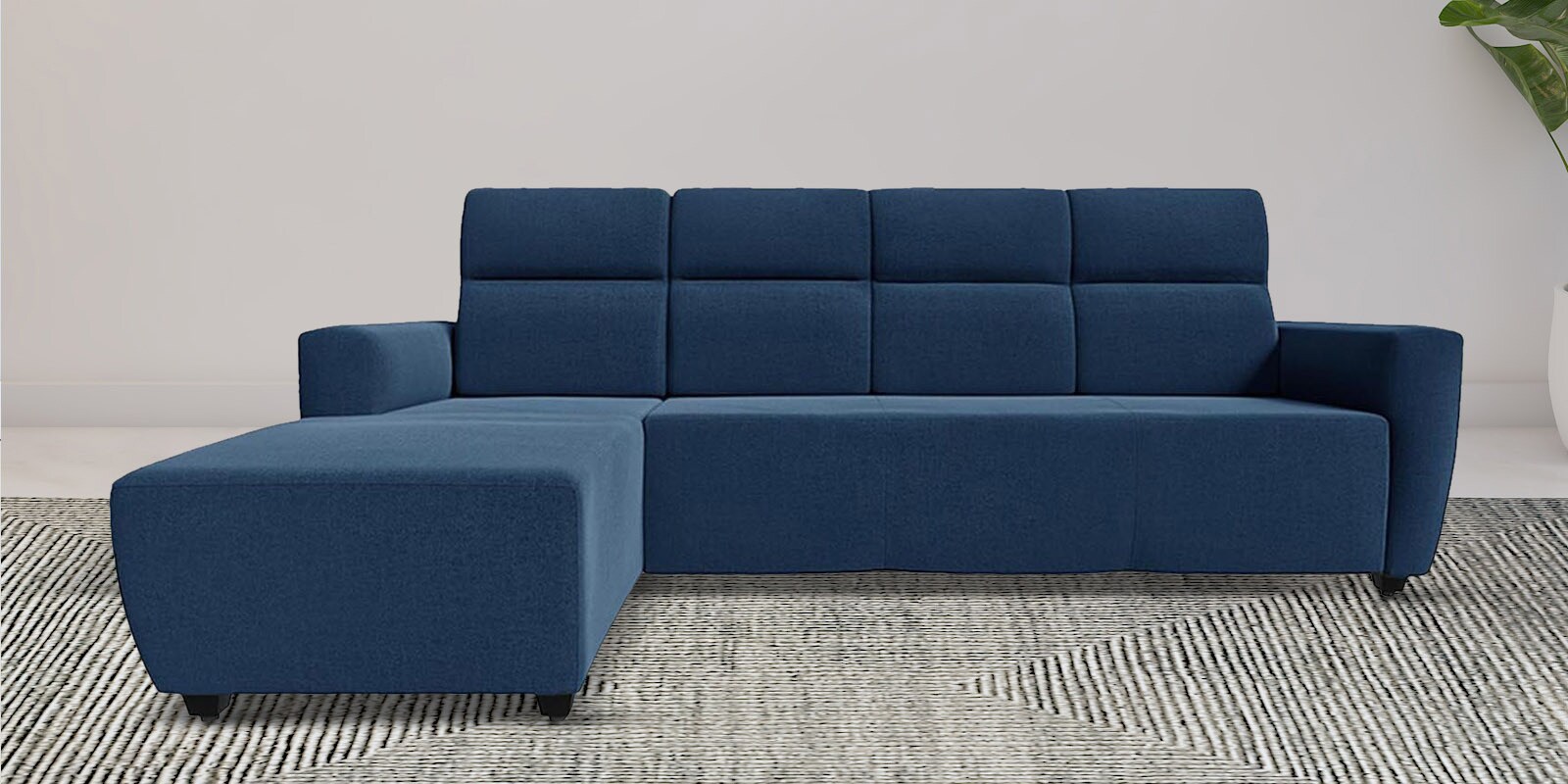 Belize Fabric 5 Seater RHS Sectional Sofa In Cobalt Blue Colour