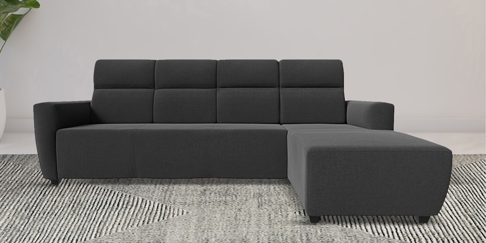 Buy Belize Fabric 5 Seater LHS Sectional Sofa In Smoke Grey Colour at