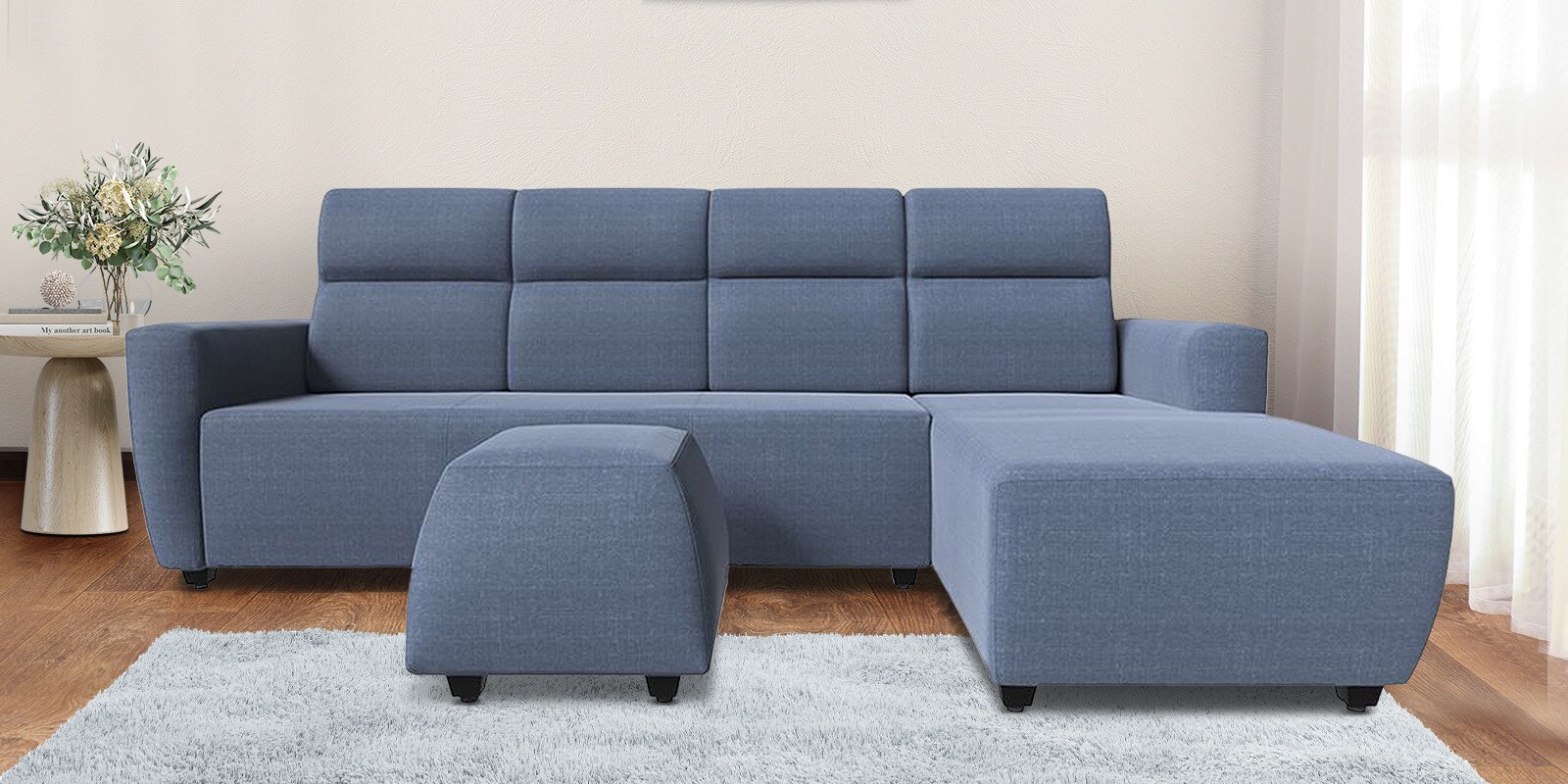 Buy Belize Fabric LHS Sectional Sofa In Blue Colour at 28 OFF by