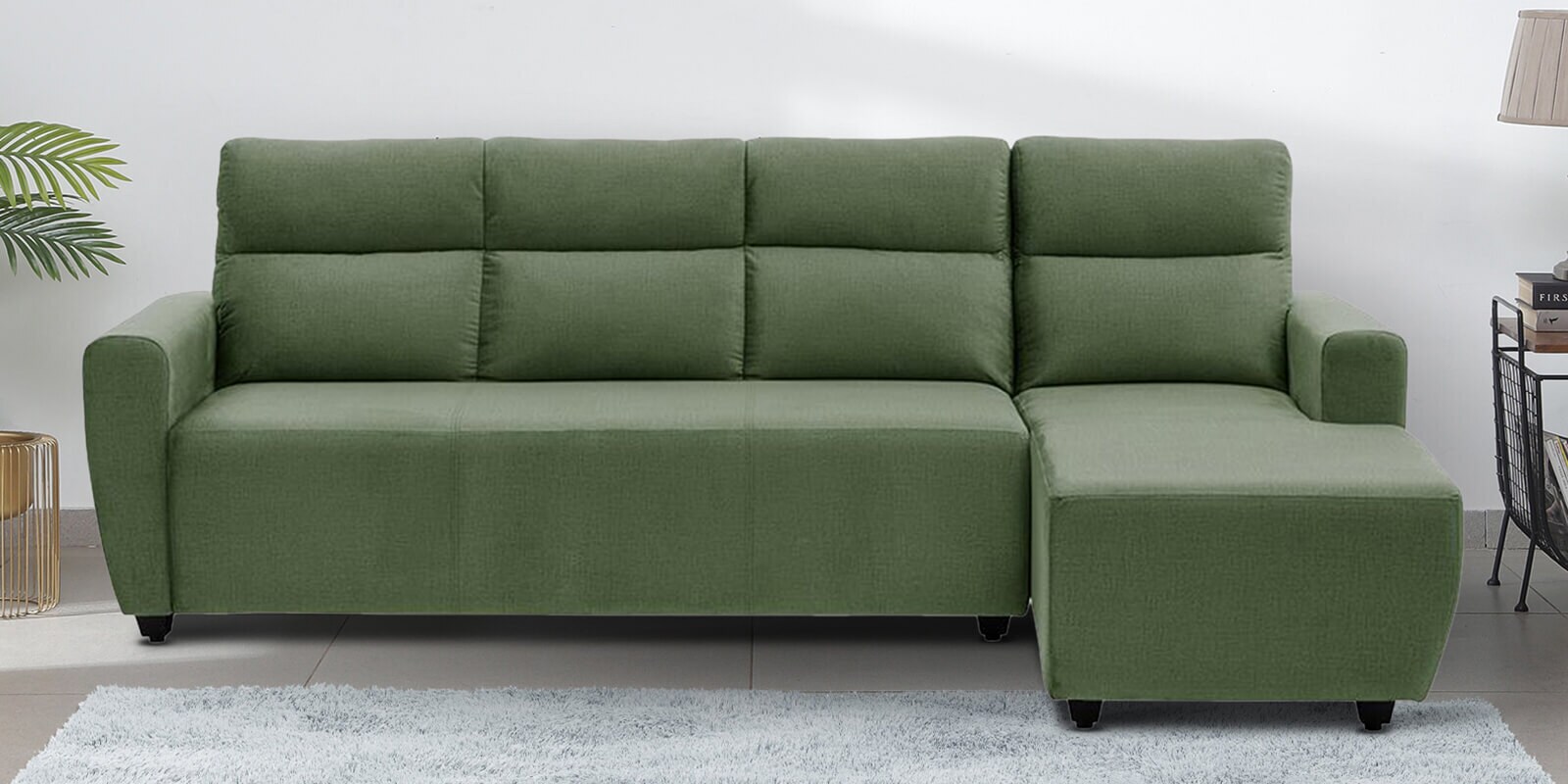 Buy Belize Fabric LHS Sectional Sofa In Green Colour at 22 OFF by