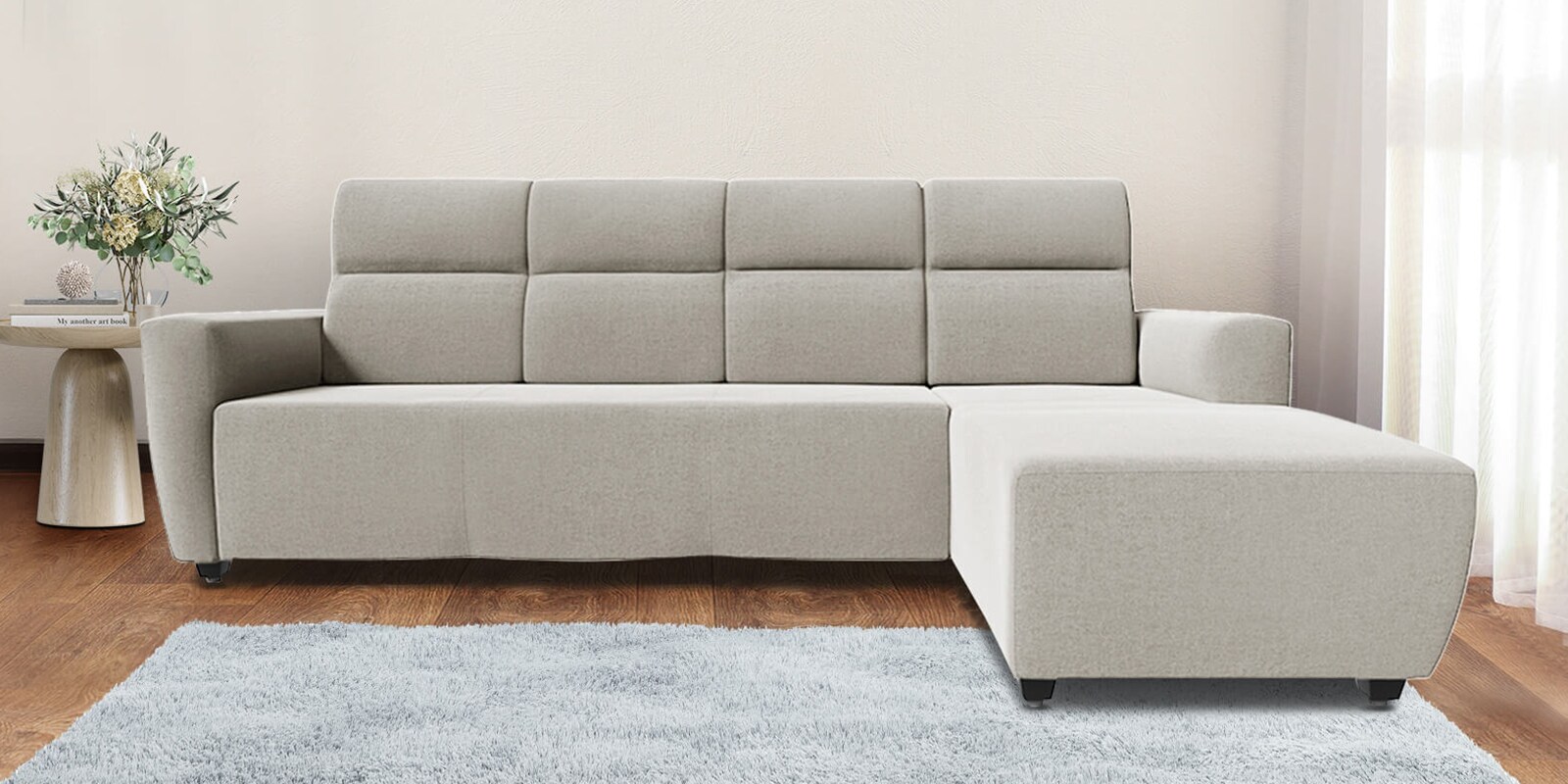 Buy Belize Fabric LHS Sectional Sofa In White Colour at 27 OFF by