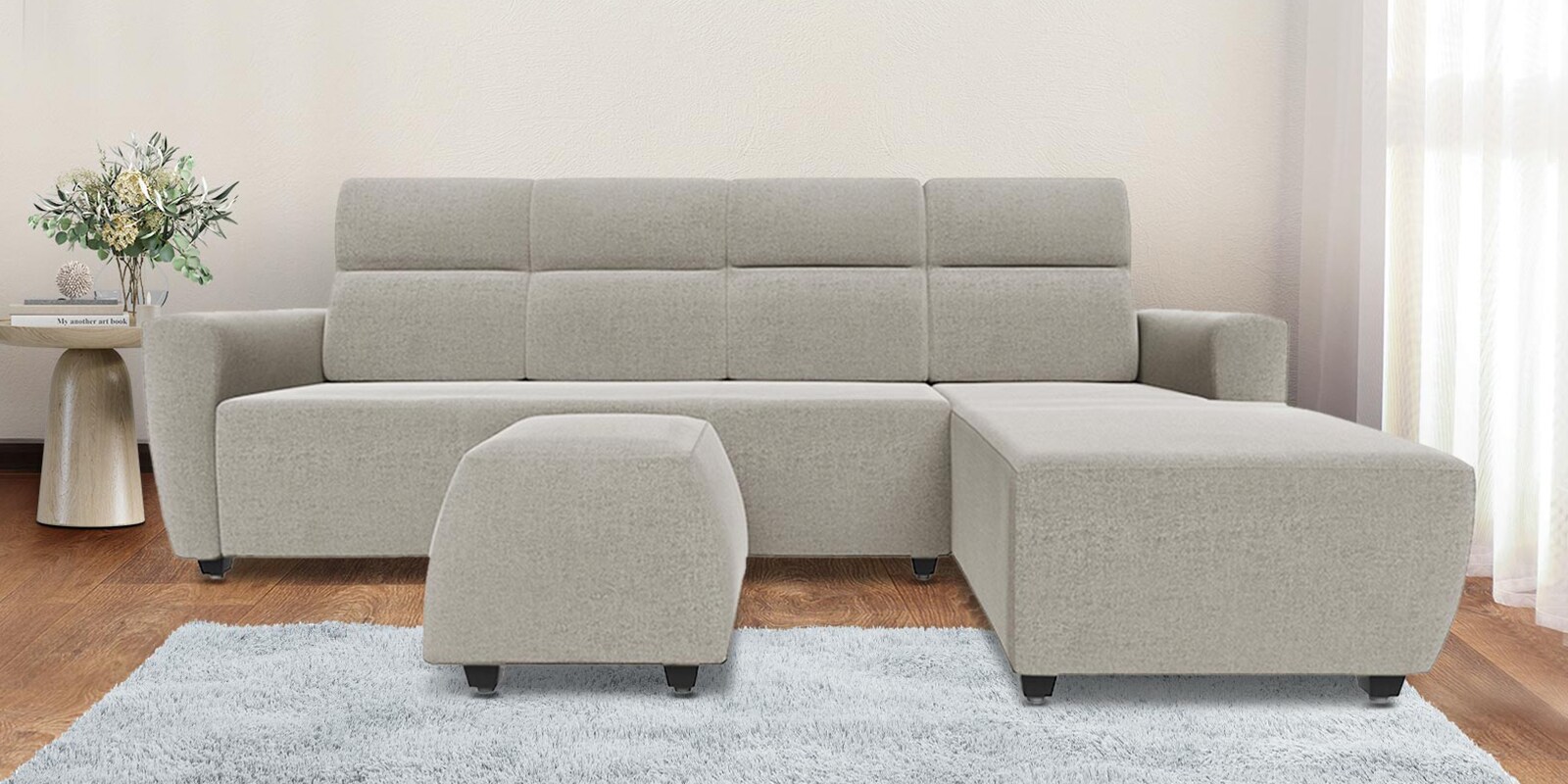 Buy Belize Fabric LHS Sectional Sofa In White Colour at 28 OFF by