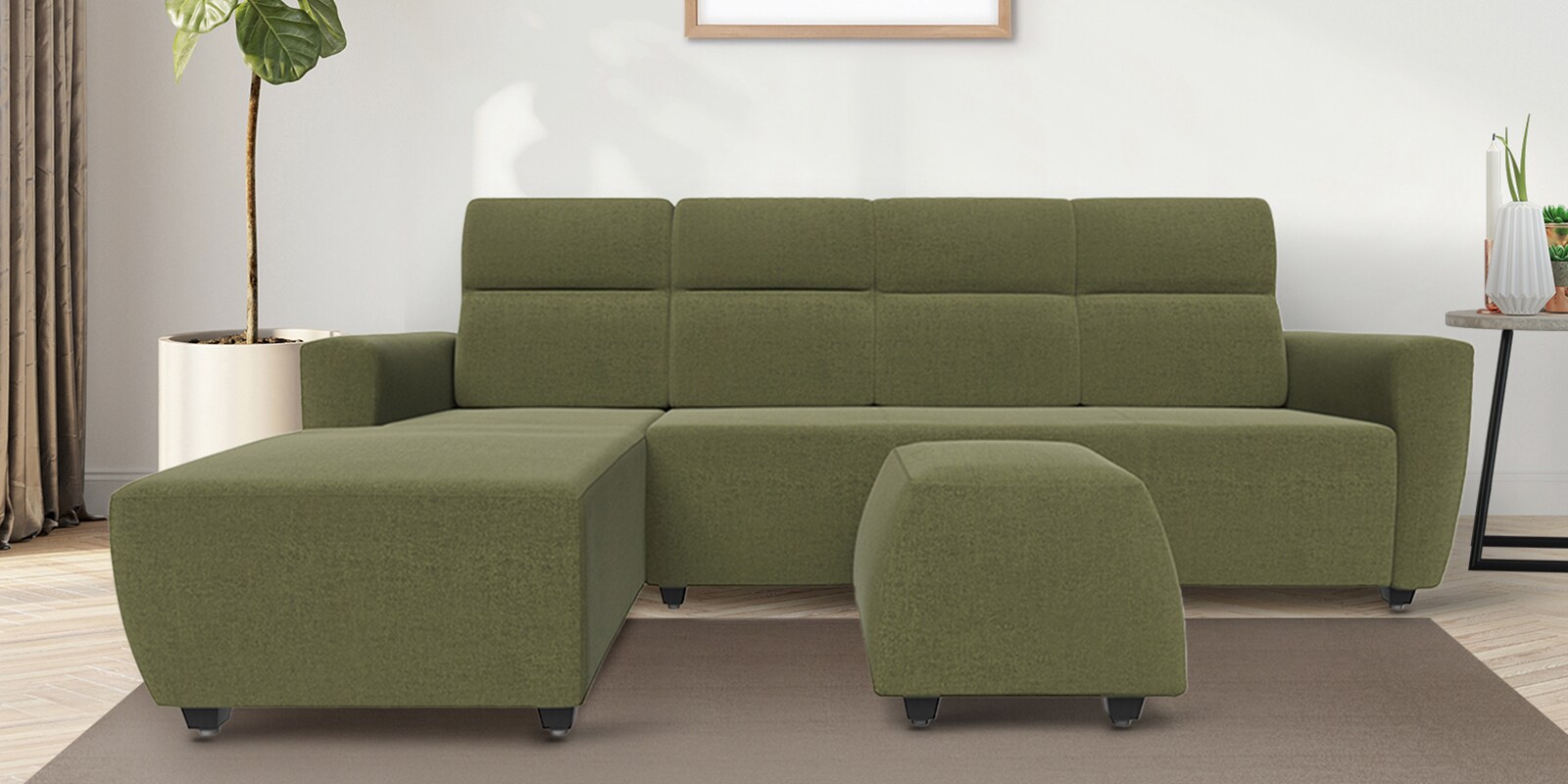 Buy Belize Fabric RHS Sectional Sofa In Green Colour at 17 OFF by