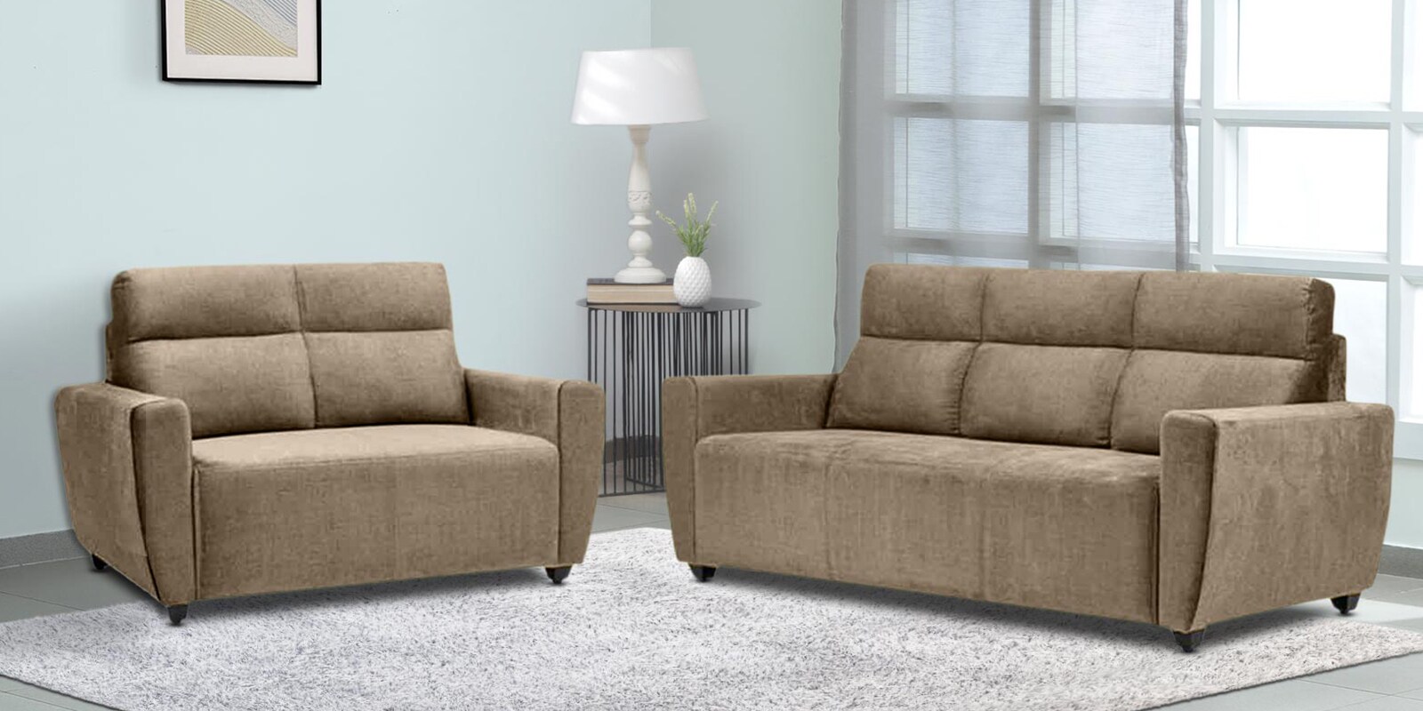 Belize Fabric Sofa Set In Mocha Brown Colour With 3+2 Combination