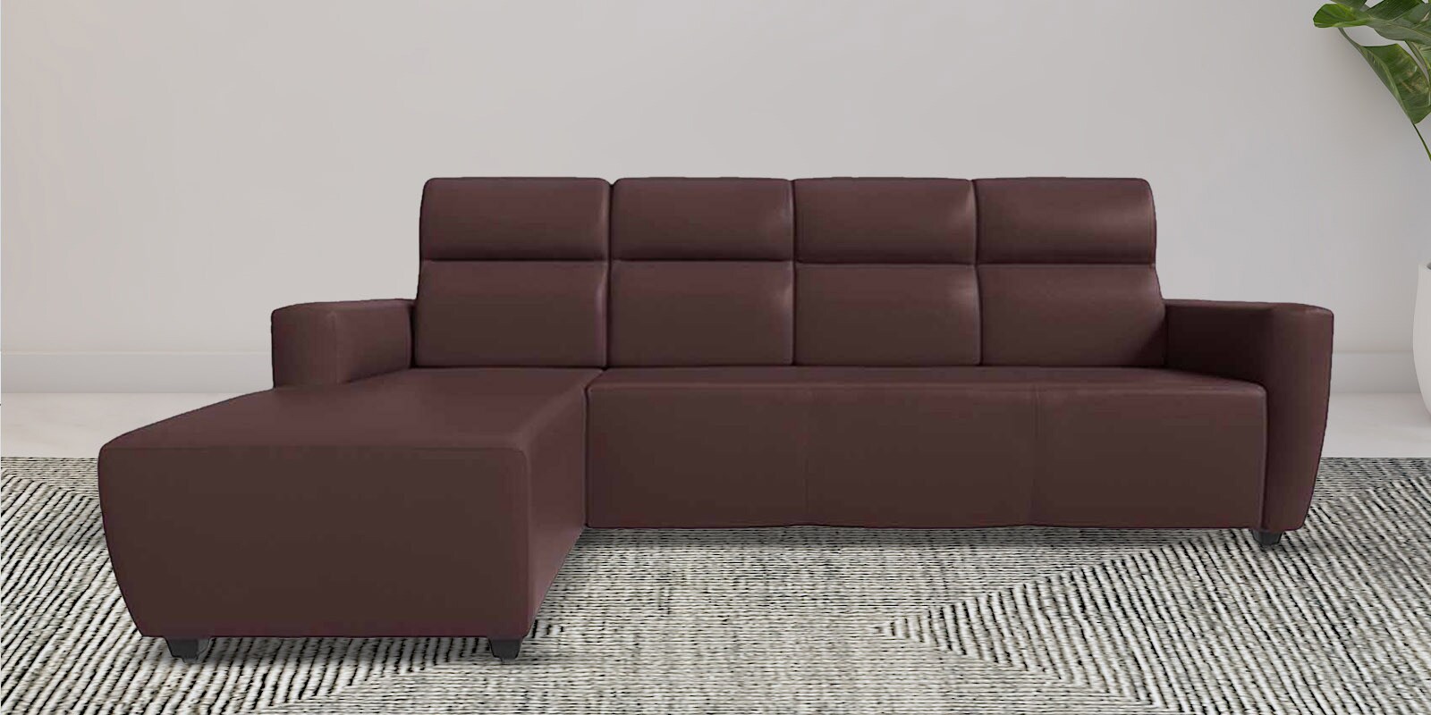 Buy Belize Leatherette 5 Seater RHS Sectional Sofa In Dark Fantasy