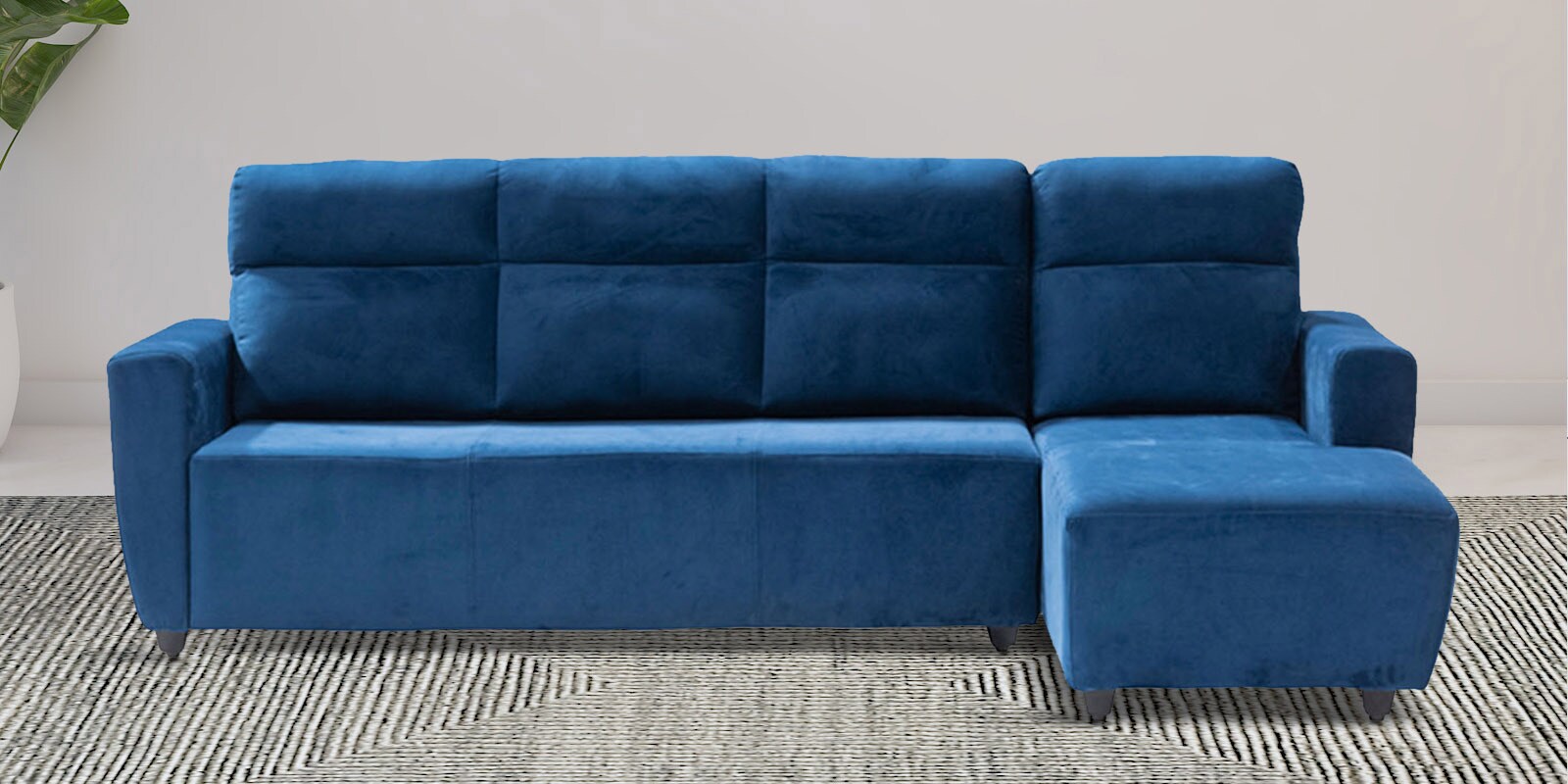 Buy Belize Velvet 5 Seater LHS Sectional Sofa In velvet Blue Colour at
