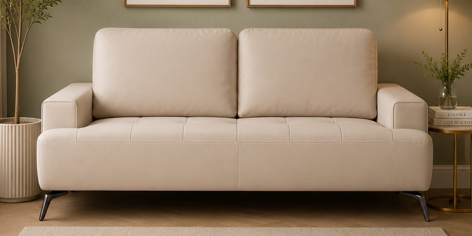 Bellagio Half Leather 2 Seater Sofa in Exotica Oyster Beige colour