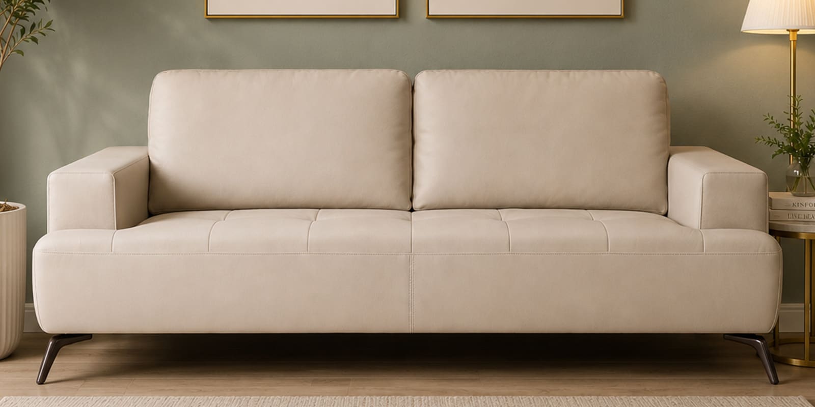 Bellagio Half Leather 3 Seater Sofa in Exotica Oyster Beige colour