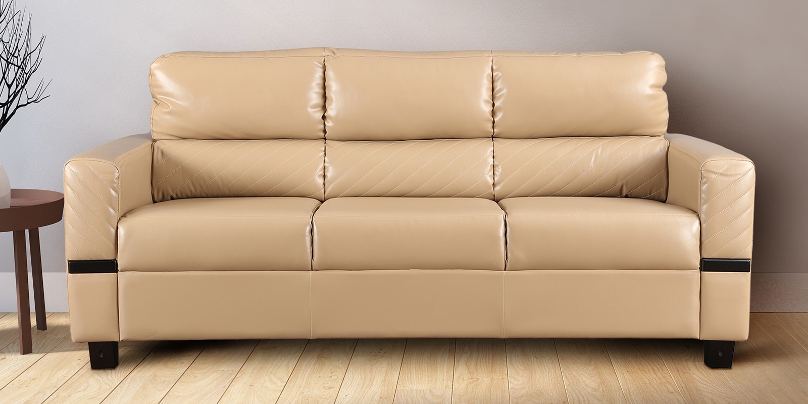 Buy Benedict Three Seater Sofa in Butterscotch Colour by HomeTown