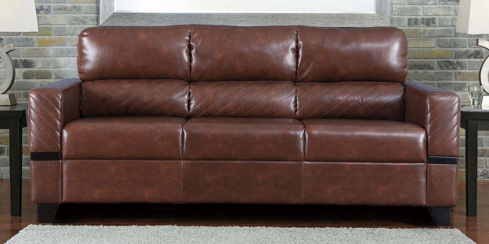 Buy Benedict Three Seater Sofa in Tan Colour by HomeTown Online 3