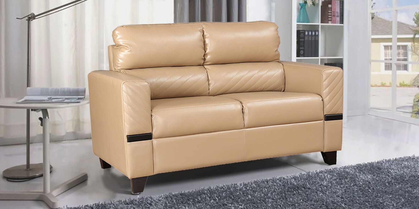 Buy Benedict Two Seater Sofa in Butterscotch Colour by HomeTown Online