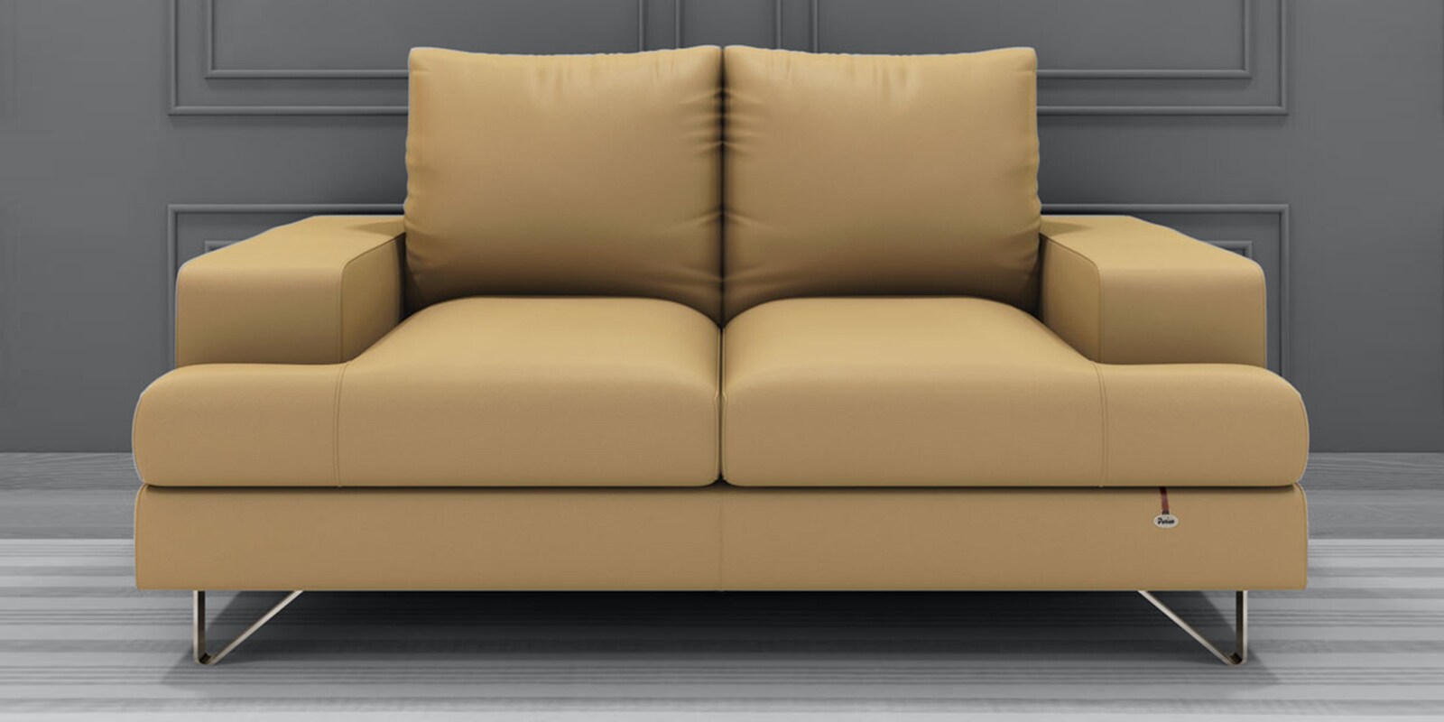 Benjamin Leatherette 2 Seater Sofa in Mushroom Beige Colour