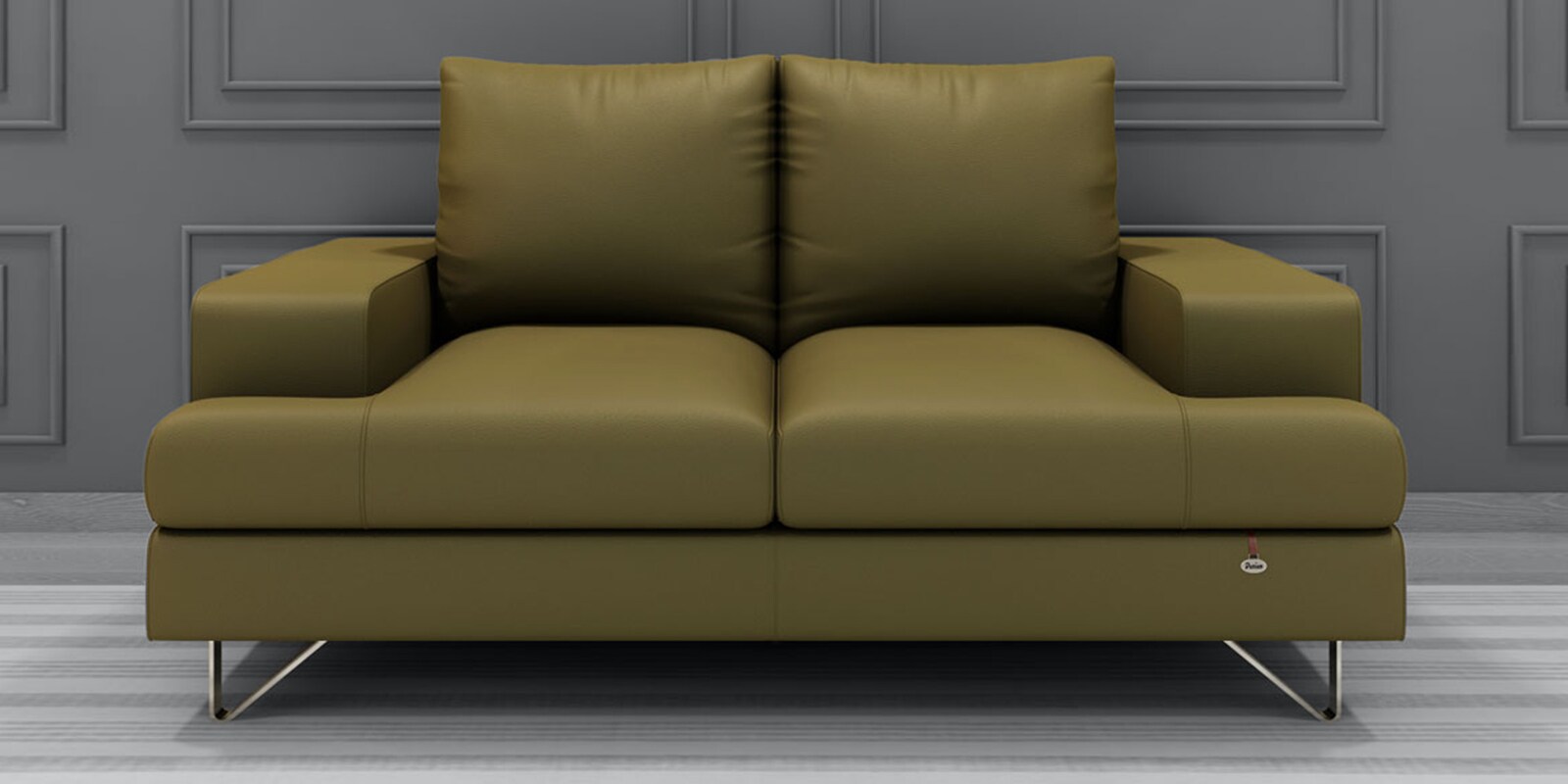 Benjamin Leatherette 2 Seater Sofas in Olive Green Colour