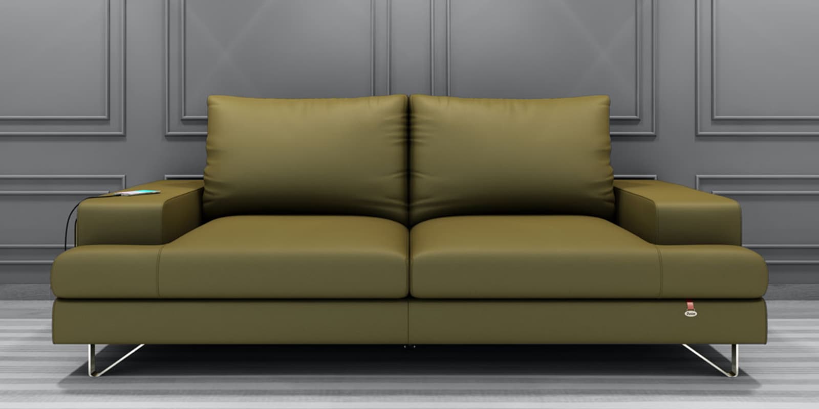 Benjamin Leatherette 3 Seater Sofas in Olive Green Colour